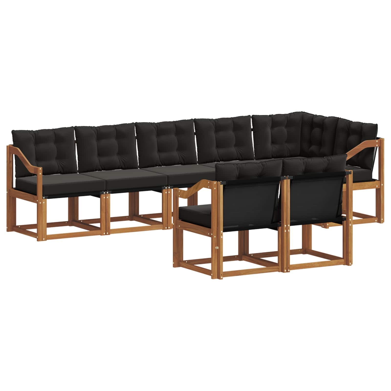 Set vanjskih sofa s jastukom 8 pcs Prirodna i crna