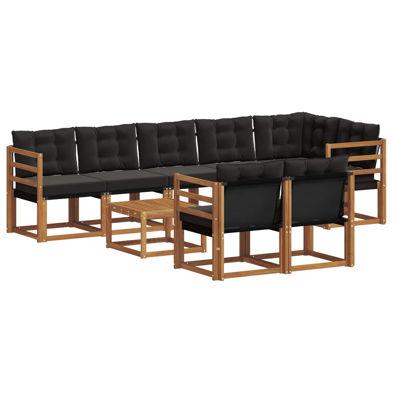 Set vanjskih sofa s jastukom 9 pcs Prirodna i crna