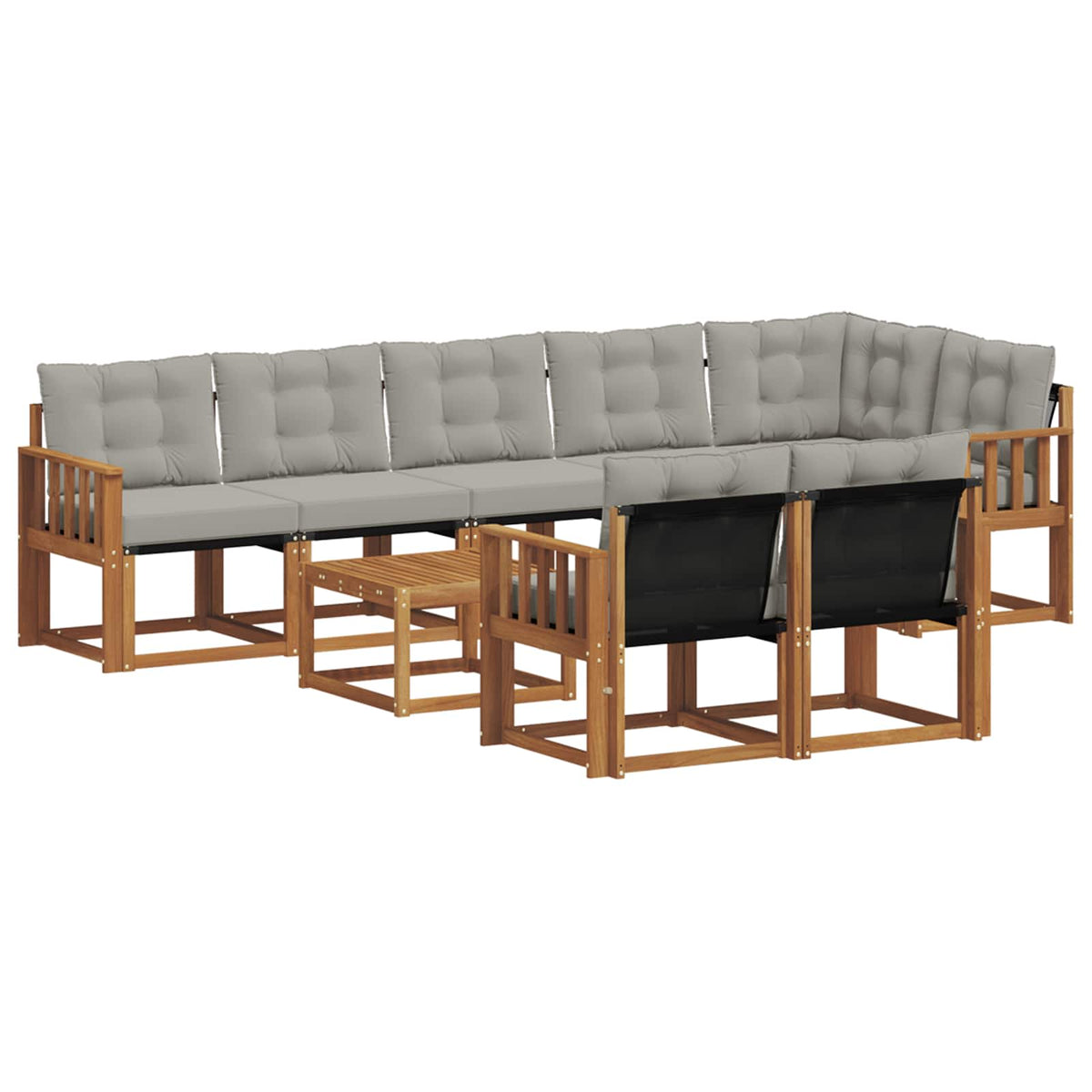 Set vanjskih sofa 9 kom. Prirodna i svijetlo siva