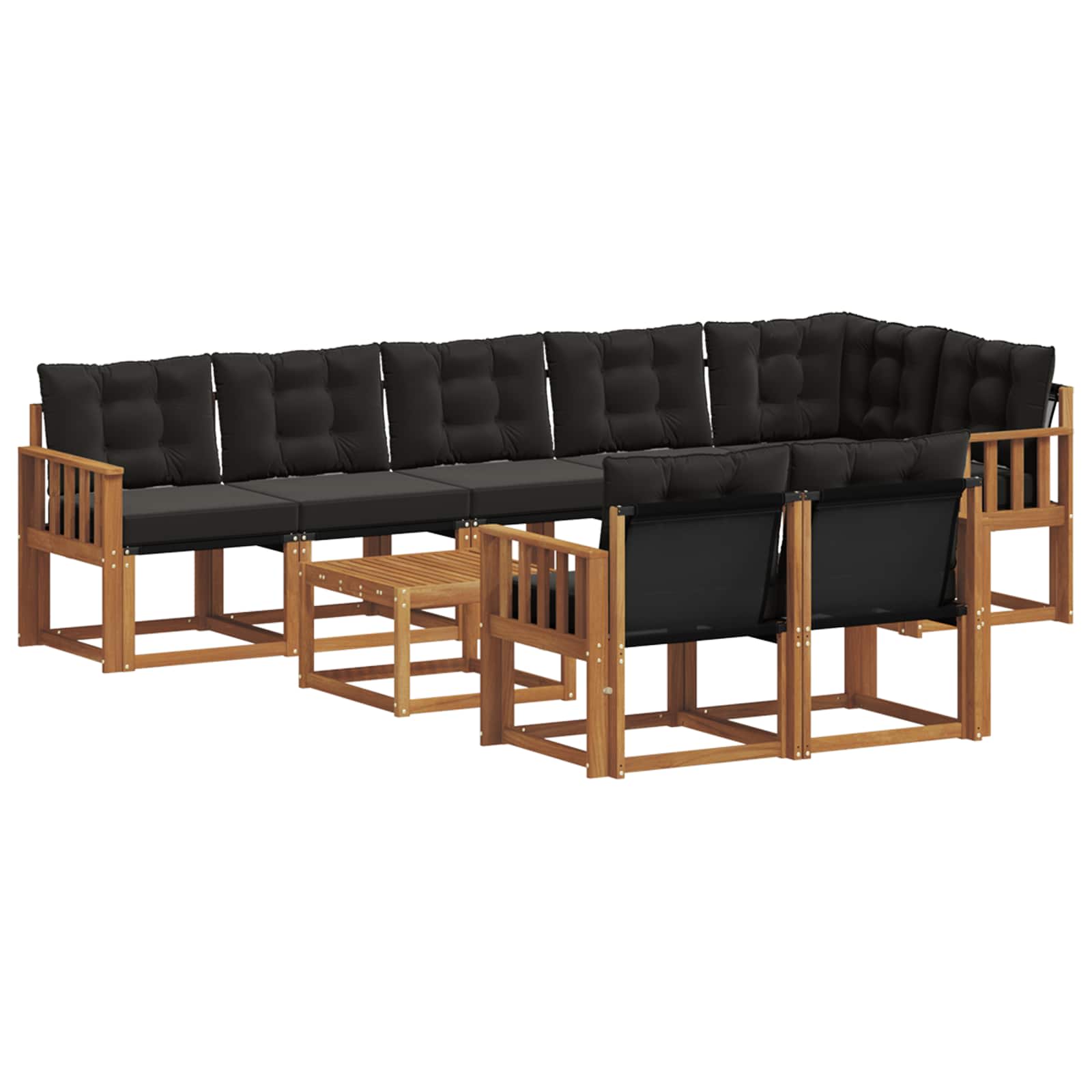 Set vanjskih sofa s jastukom 9 pcs Prirodna i crna