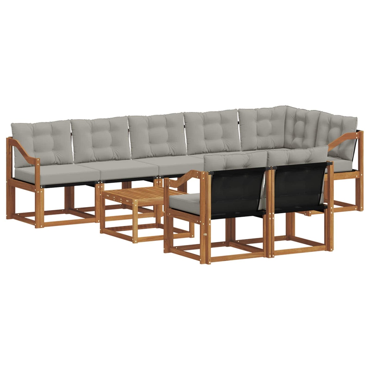 Set vanjskih sofa 9 kom. Prirodna i svijetlo siva