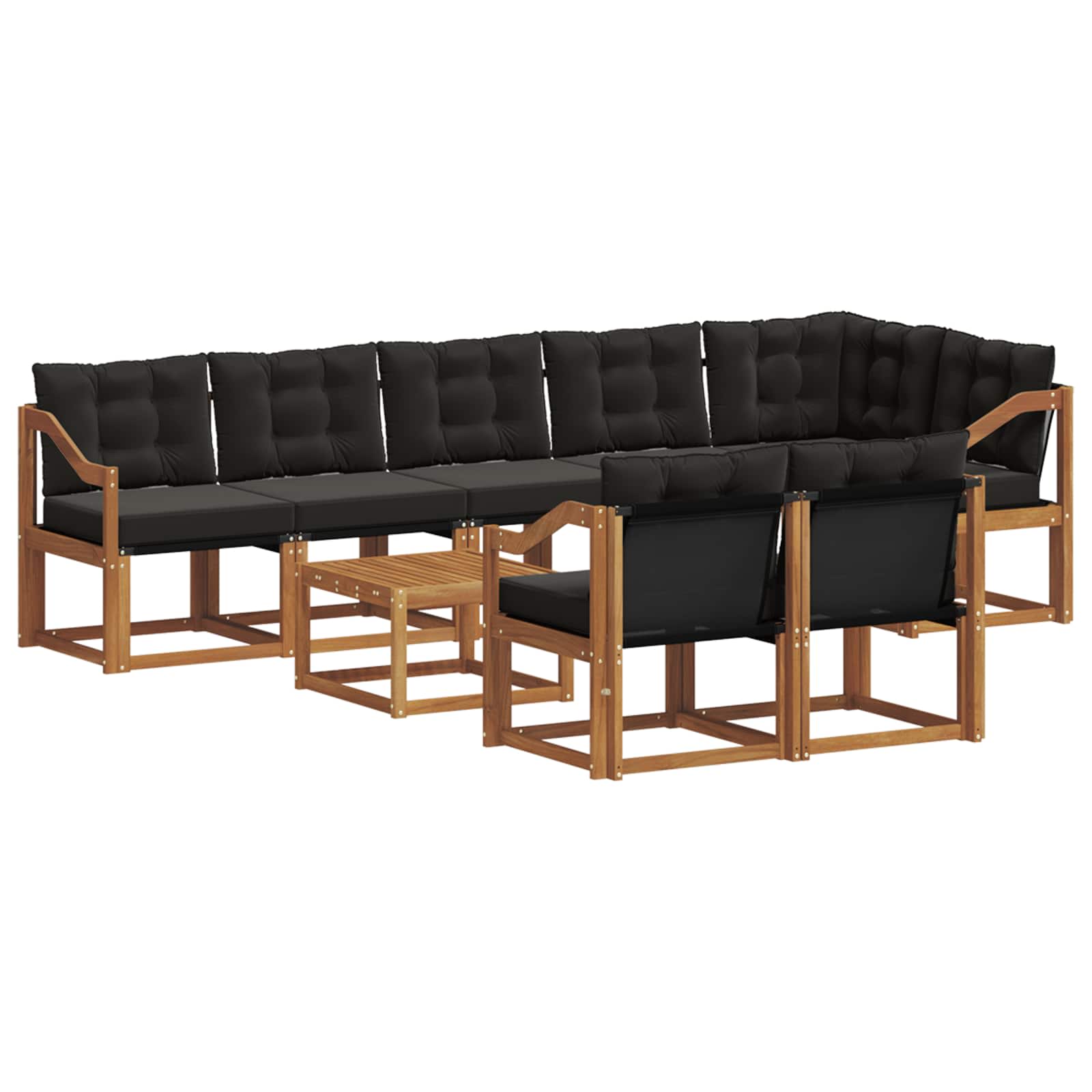 Set vanjskih sofa s jastukom 9 pcs Prirodna i crna