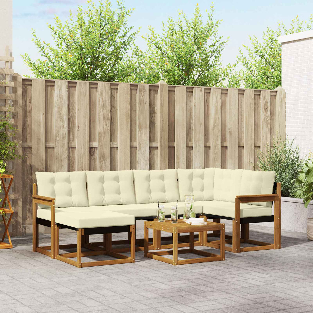 Set vanjskih sofa 7 kom. Prirodna i krem