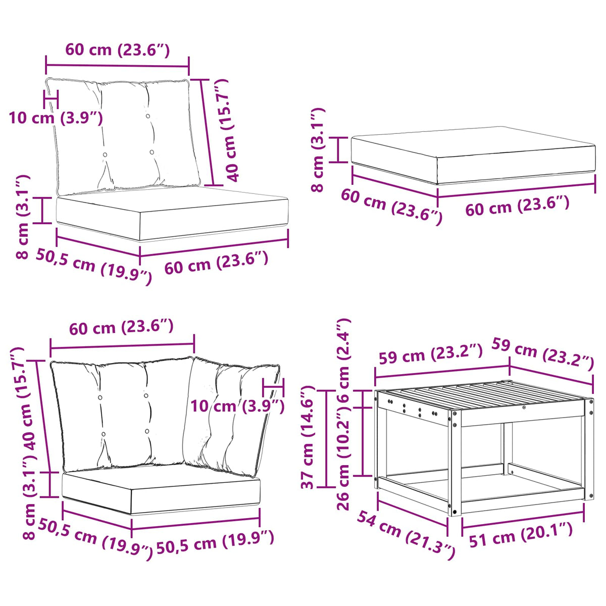 Set vanjskih sofa 7 kom. Prirodna i krem