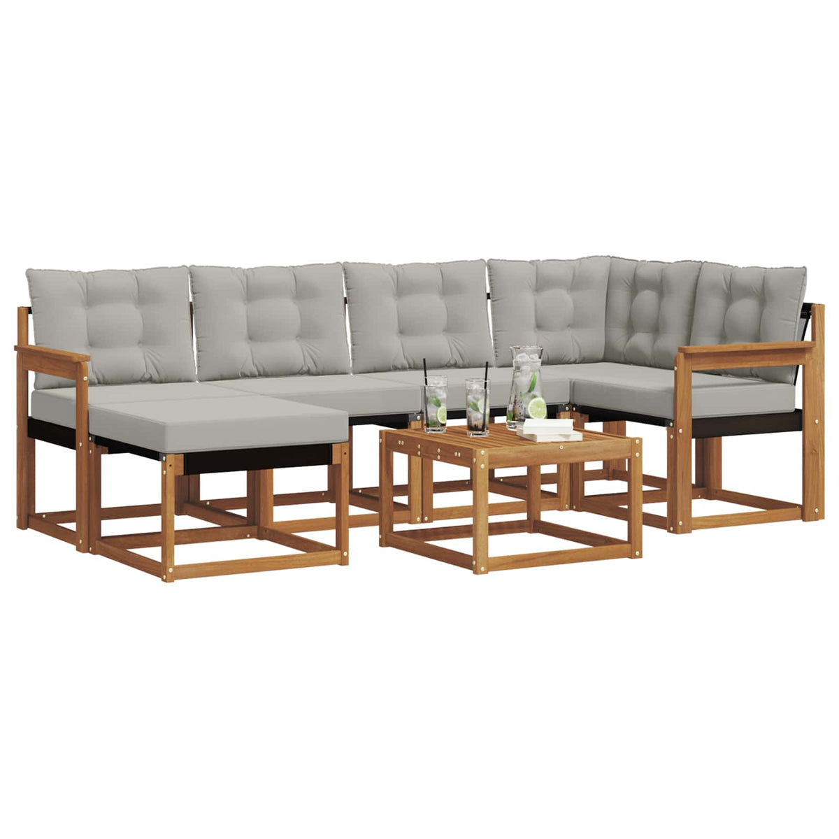 Set vanjskih sofa 7 kom. Prirodna i svijetlo siva