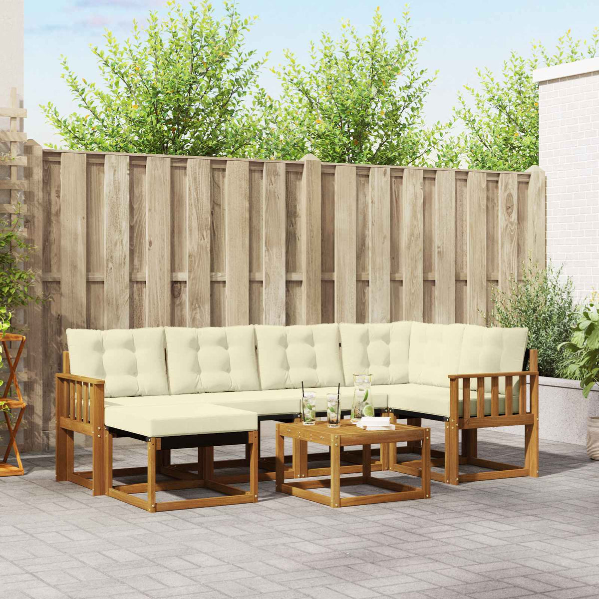 Set vanjskih sofa 7 kom. Prirodna i krem