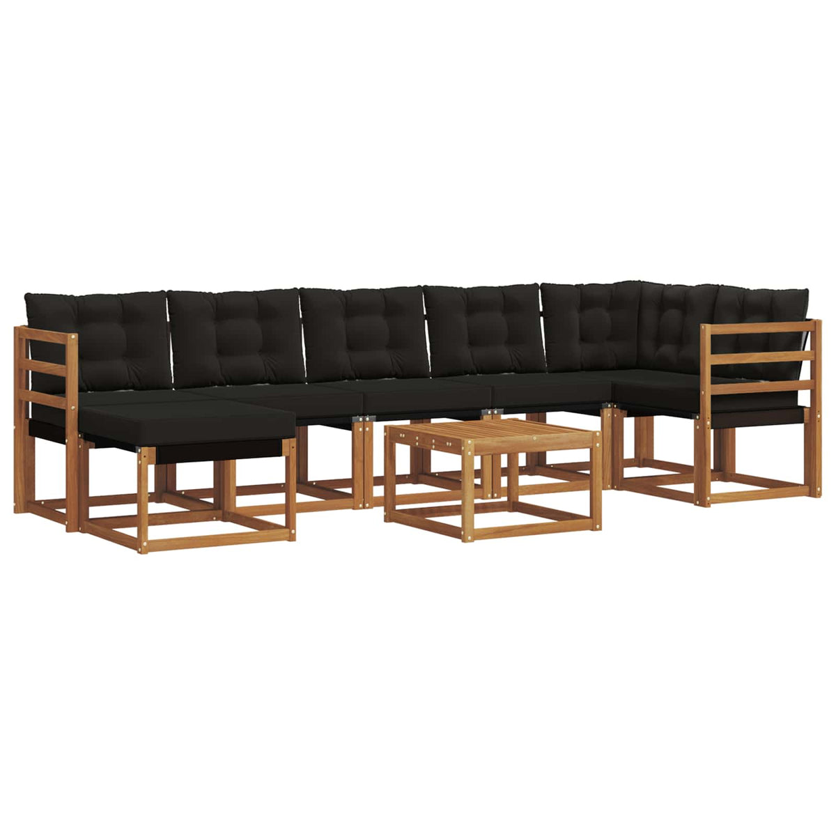 Set vanjskih sofa 8 kom. Prirodna i crna