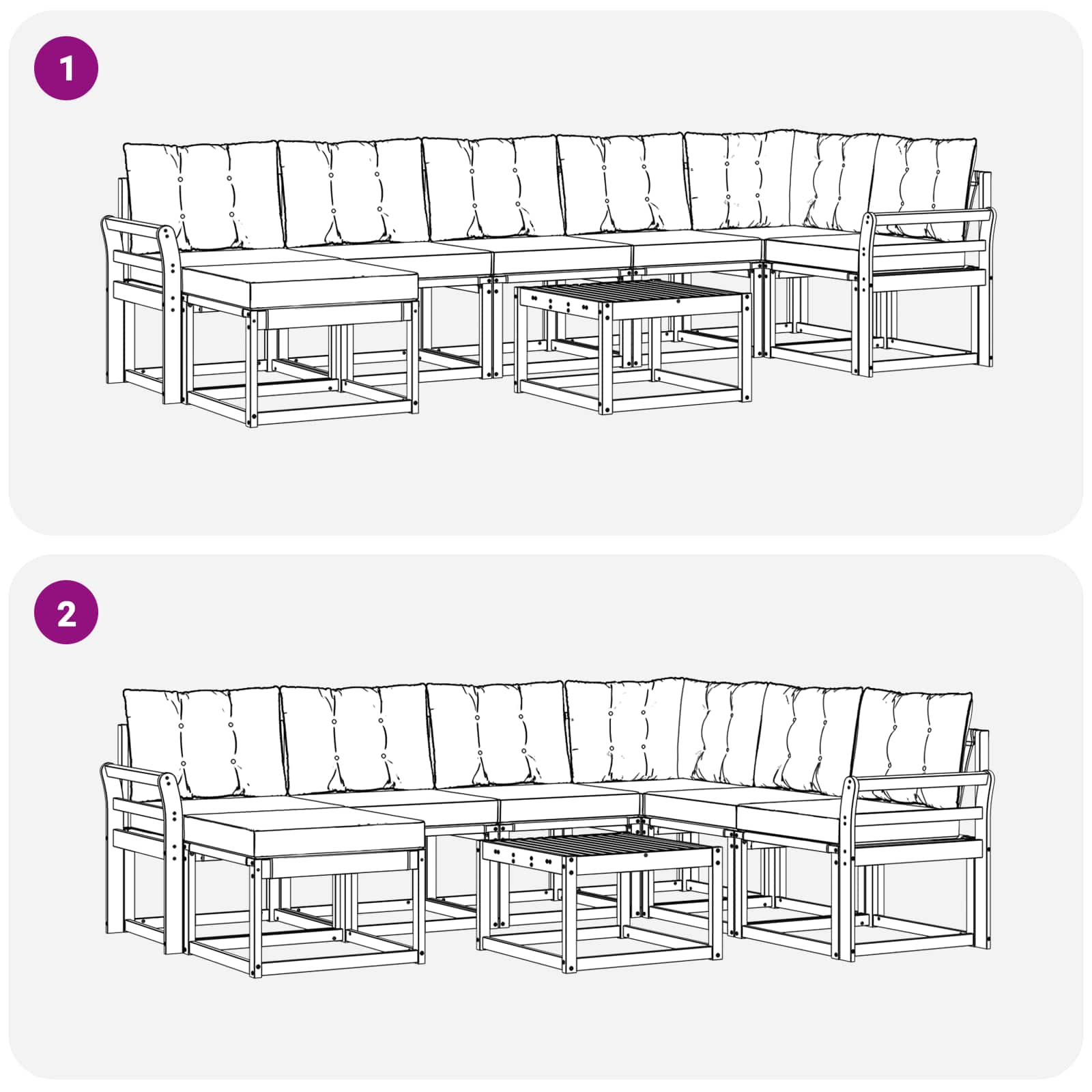 Set vanjskih sofa 8 kom. Prirodna i crna