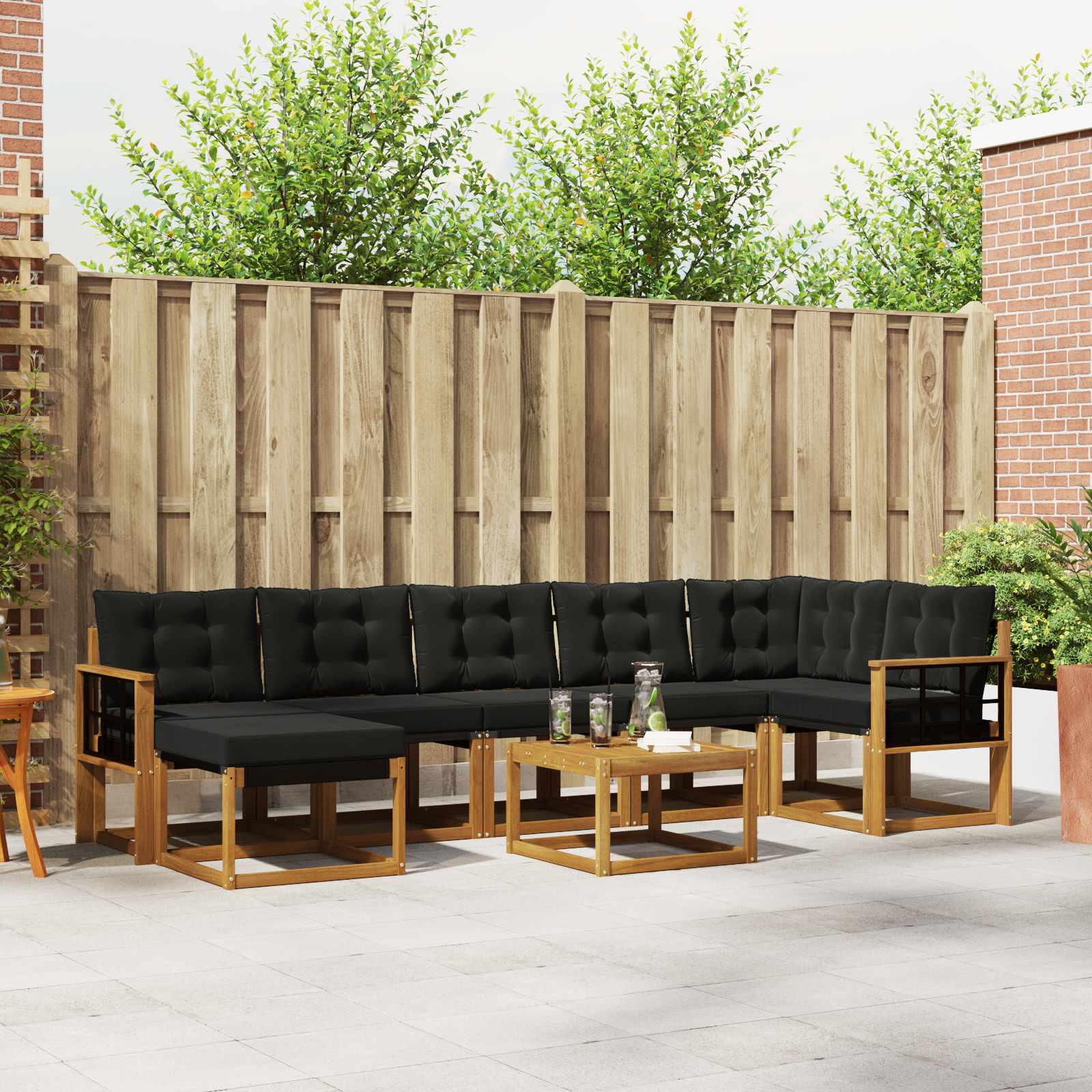 Set vanjskih sofa 8 kom. Prirodna i crna