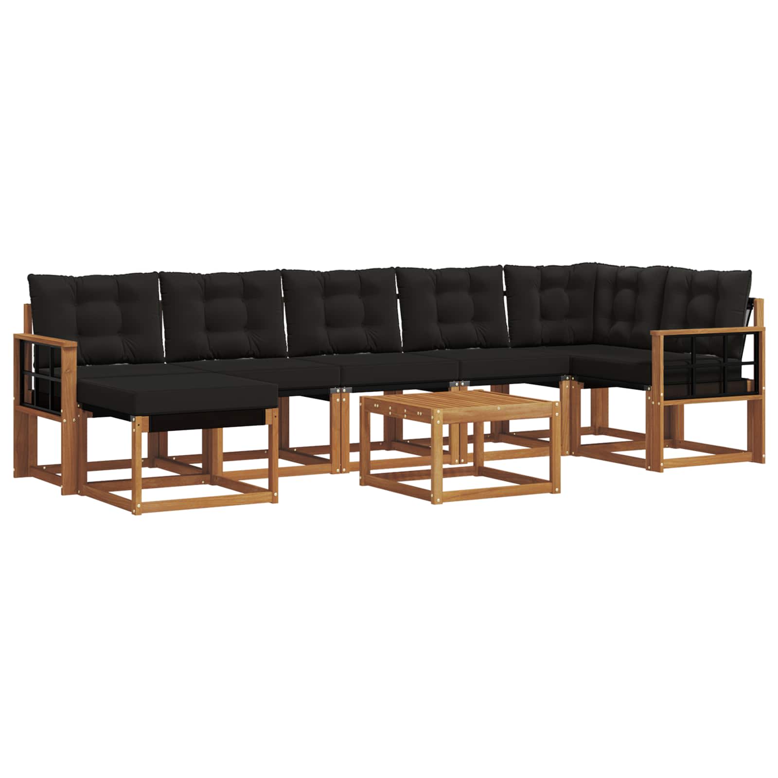 Set vanjskih sofa 8 kom. Prirodna i crna