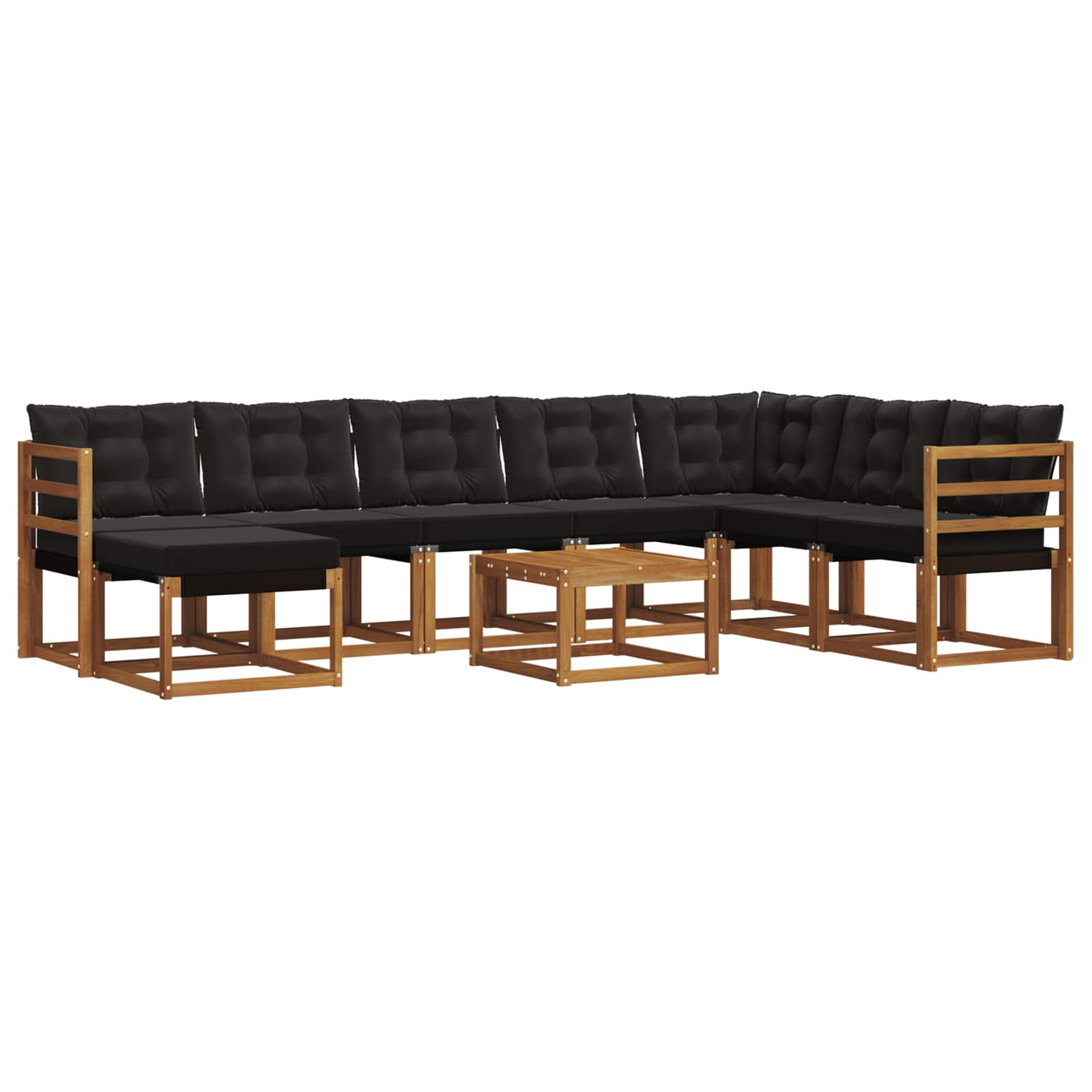 Set vanjskih sofa s jastukom 9 pcs Prirodna i crna