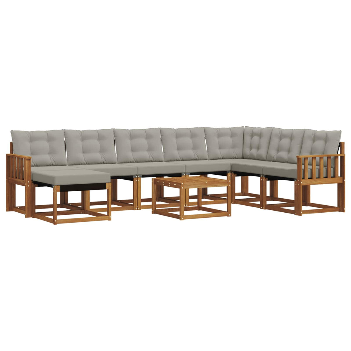 Set vanjskih sofa 9 kom. Prirodna i svjetlosiva