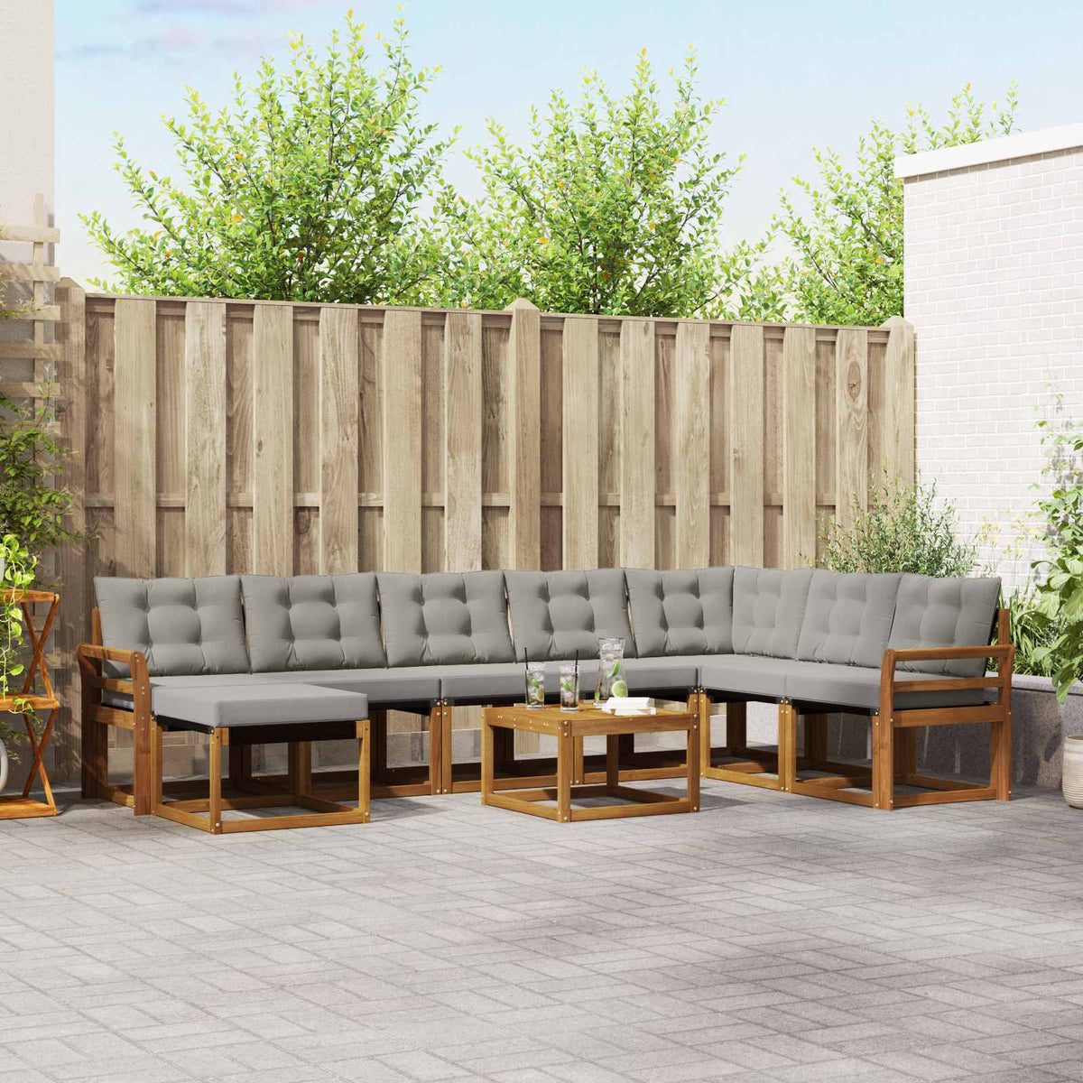 Set vanjskih sofa 9 kom. Prirodna i svjetlosiva