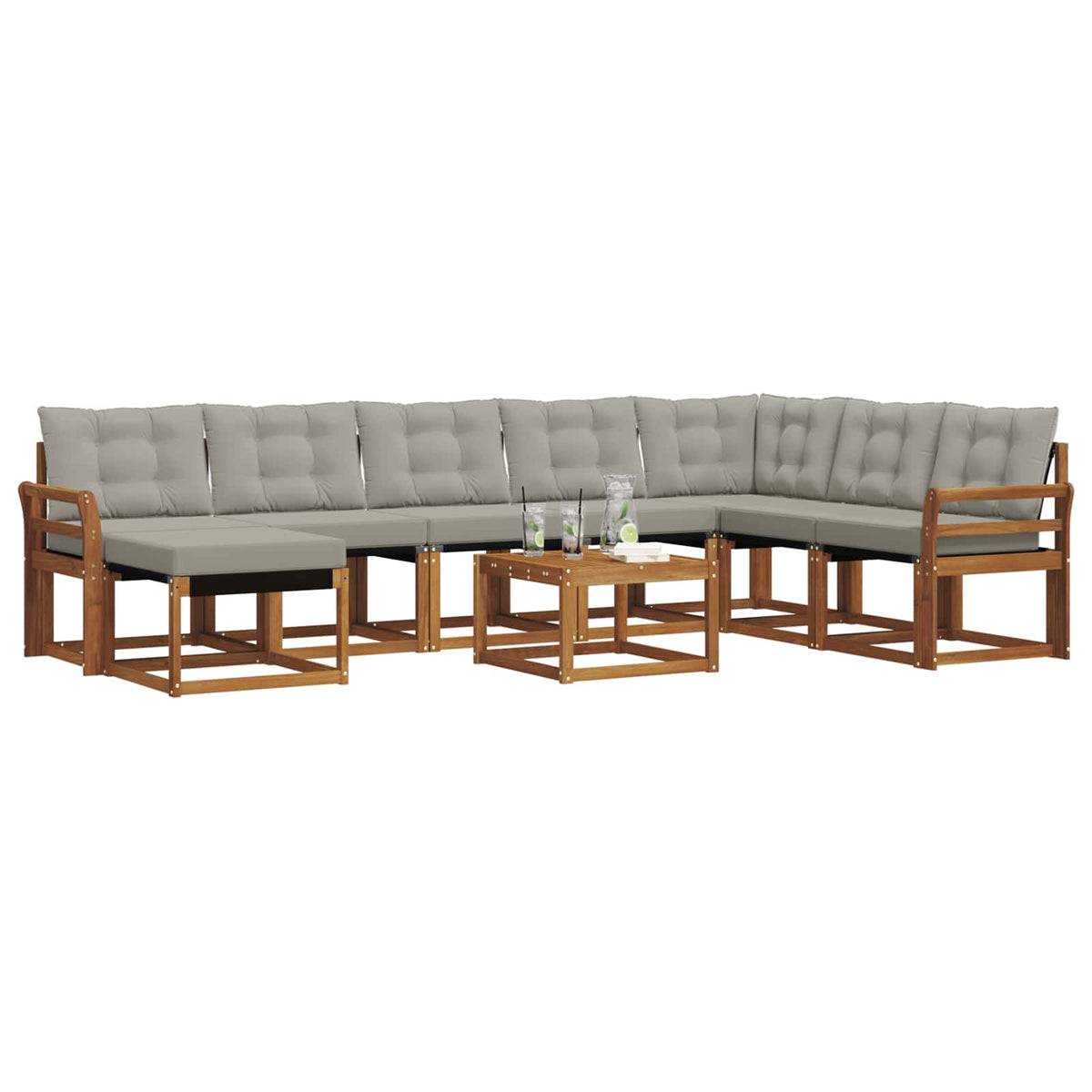 Set vanjskih sofa 9 kom. Prirodna i svjetlosiva