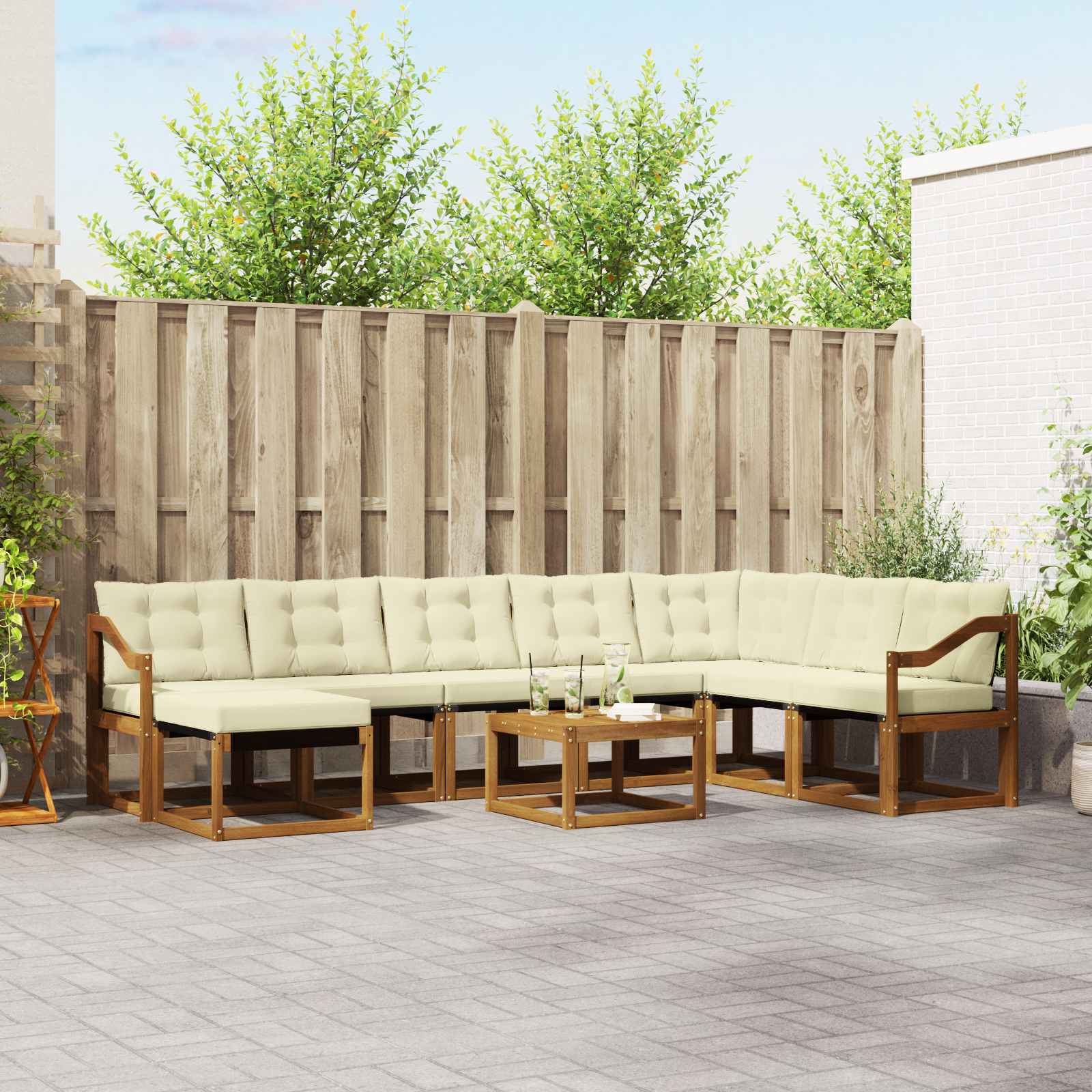 Set vanjskih sofa 9 kom. Prirodna i krem