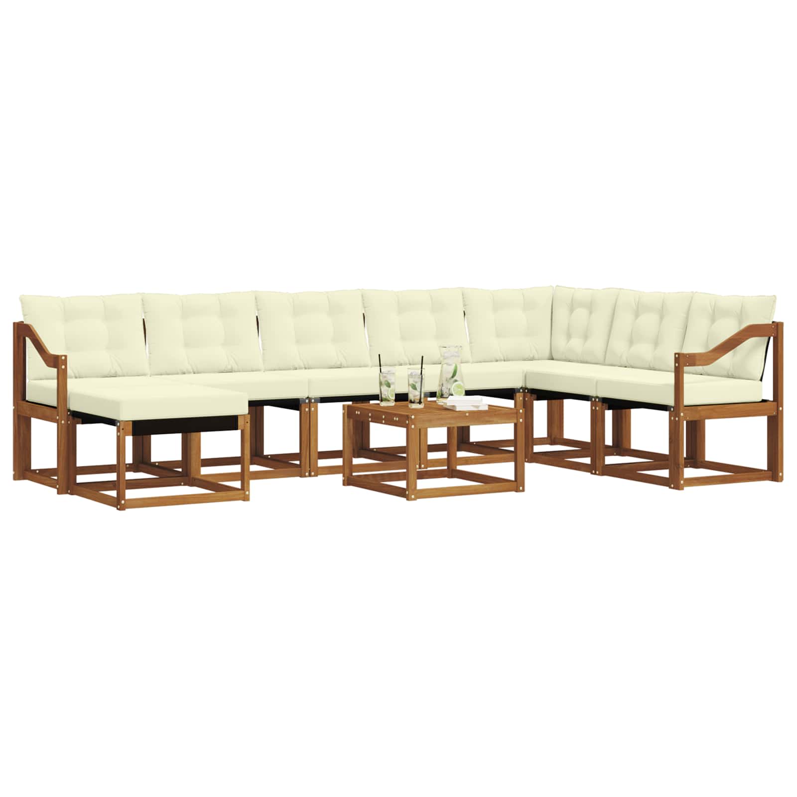 Set vanjskih sofa 9 kom. Prirodna i krem