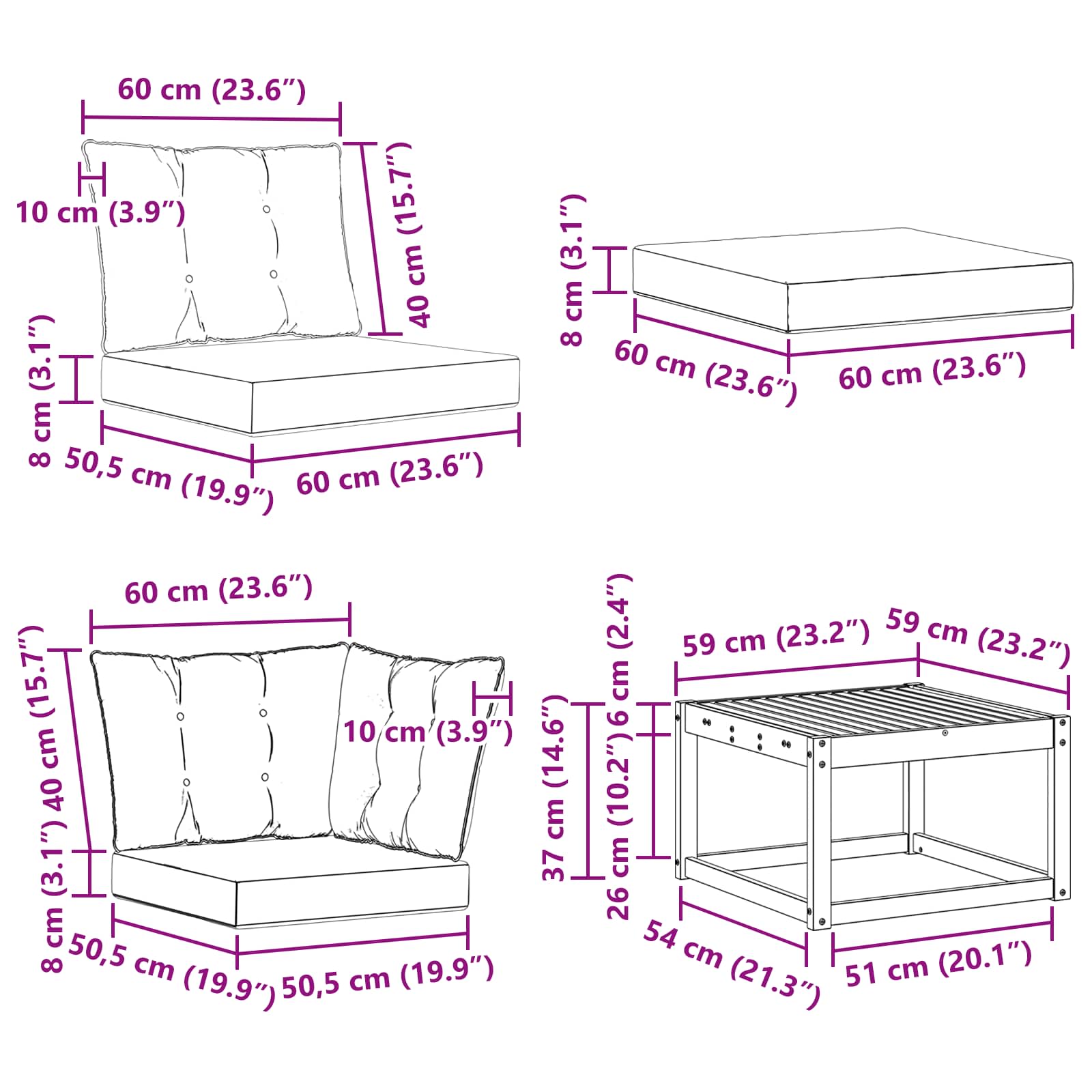 Set vanjskih sofa 9 kom. Prirodna i krem