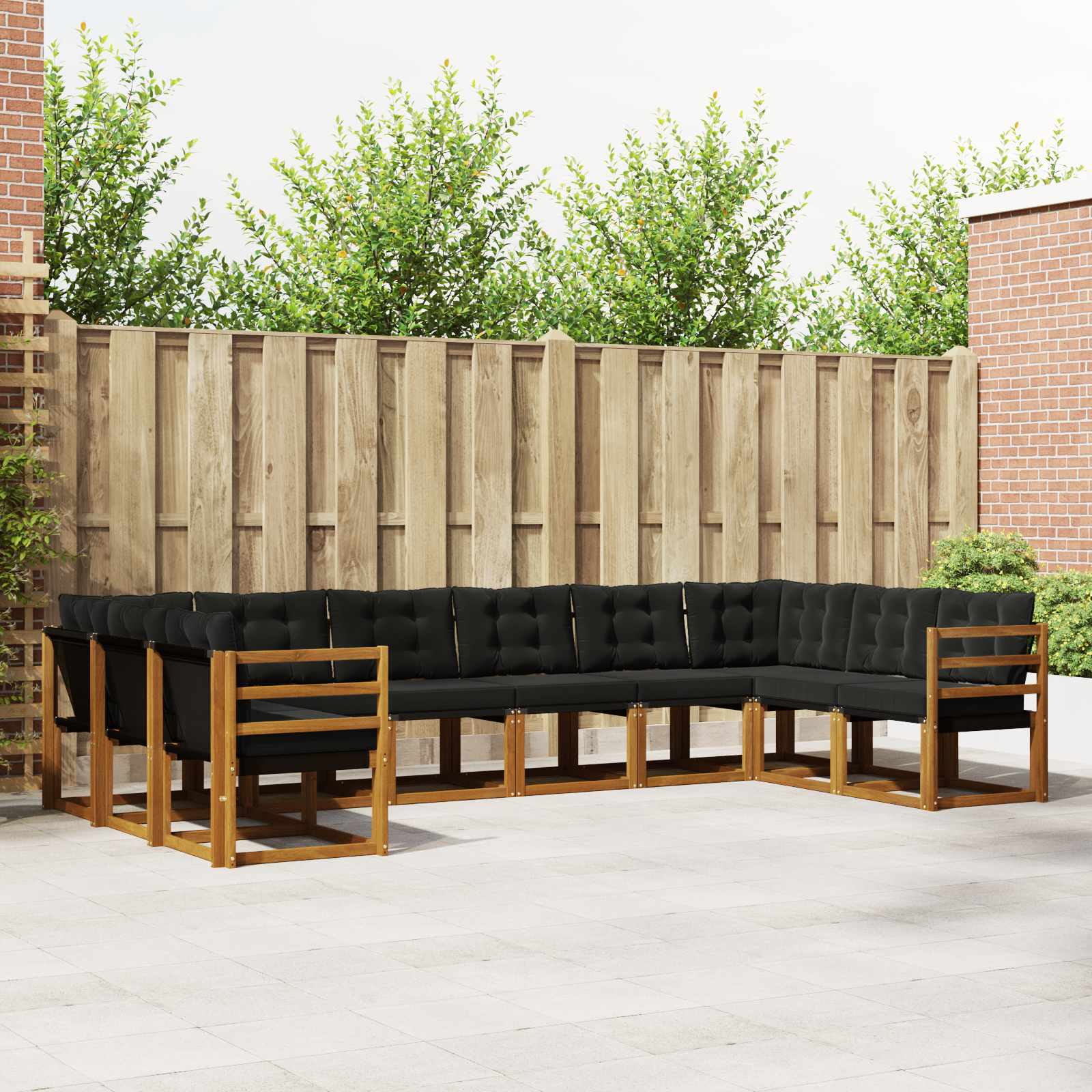 Set vanjskih sofa s jastukom 10 pcs Prirodna i crna