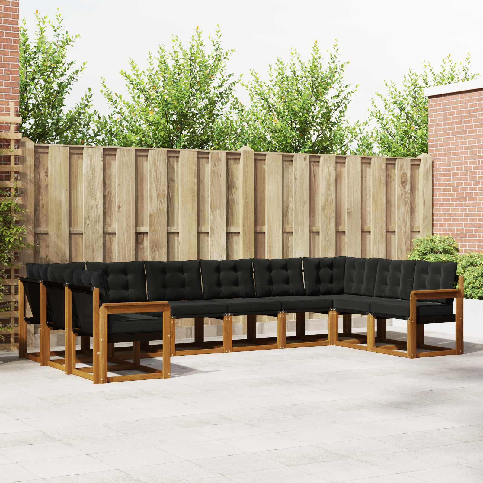 Set vanjskih sofa s jastukom 10 pcs Prirodna i crna