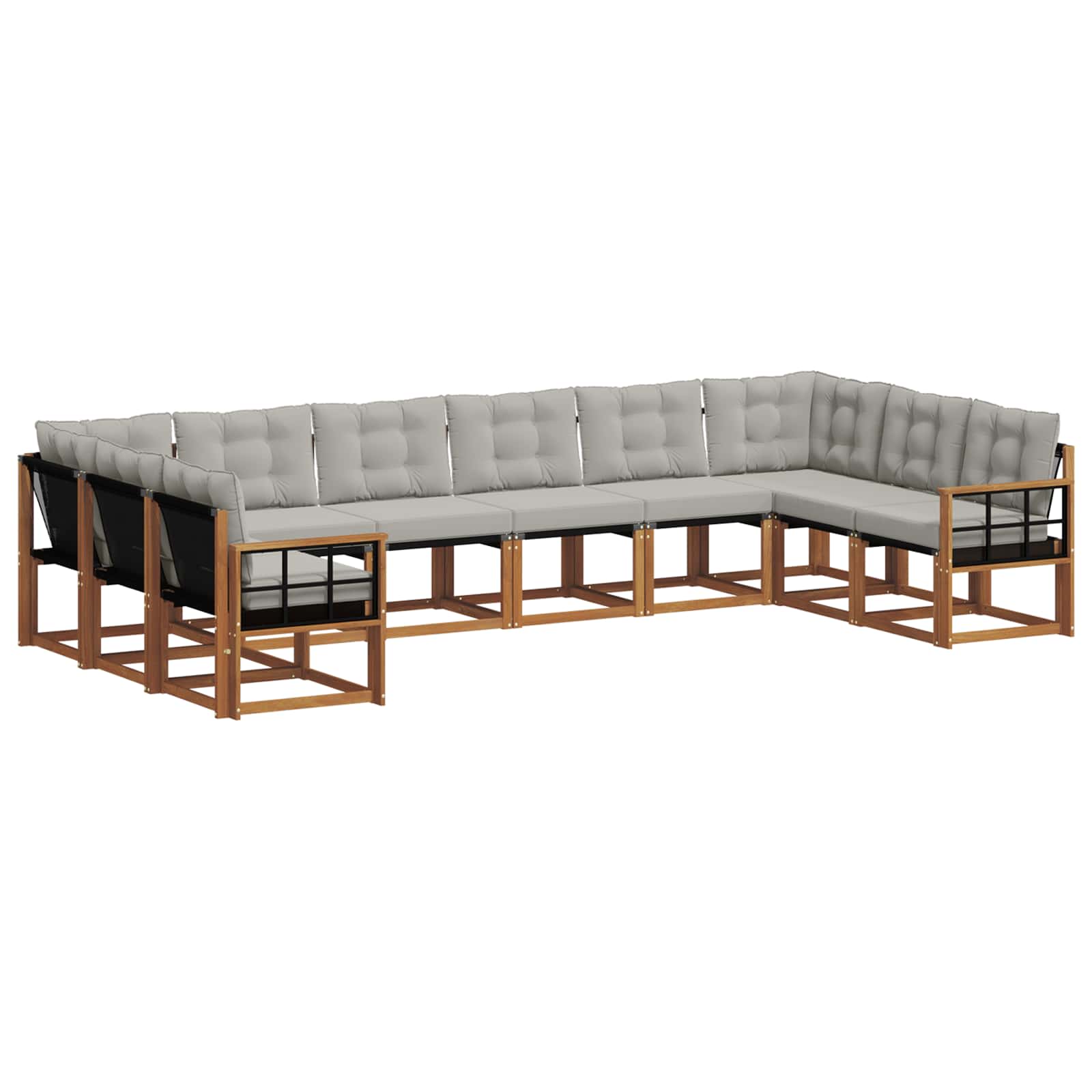 Set vanjskih sofa s jastukom 10 pcs Prirodna i svijetlo siva