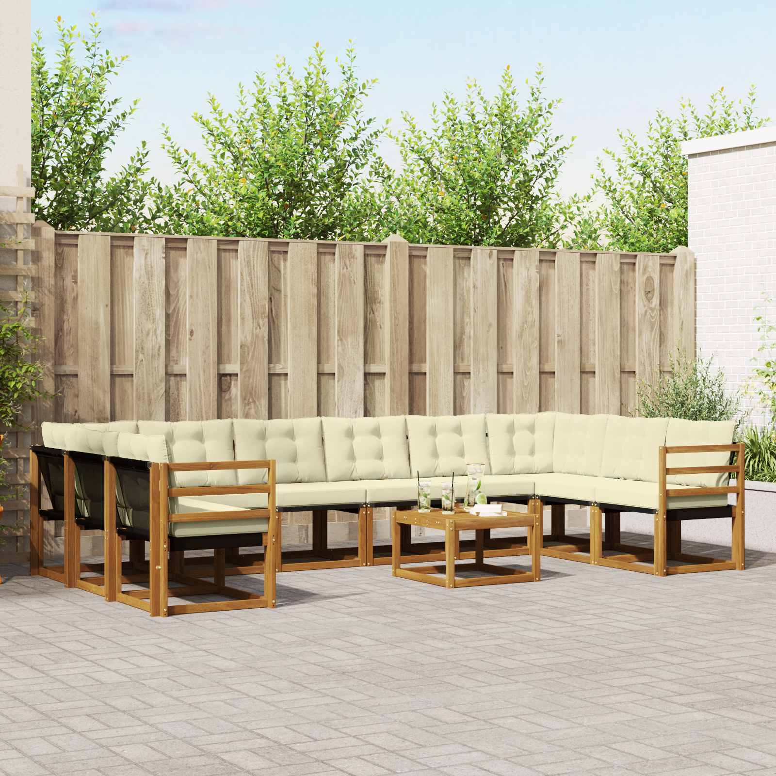 Set vanjskih sofa s jastukom 11 pcs Prirodna i krem