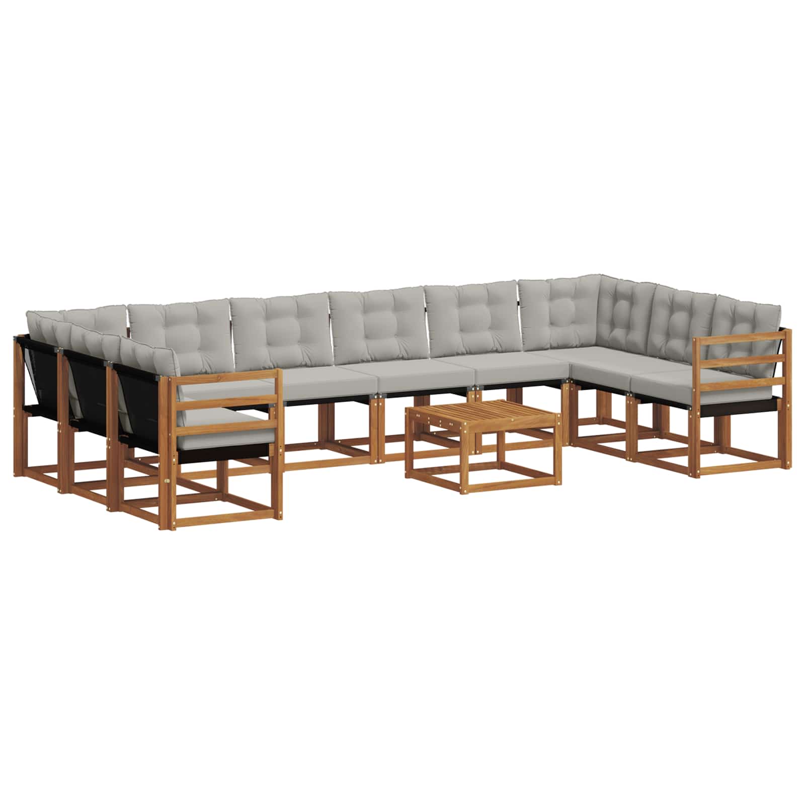 Set vanjskih sofa s jastukom 11 pcs Prirodna i svijetlo siva