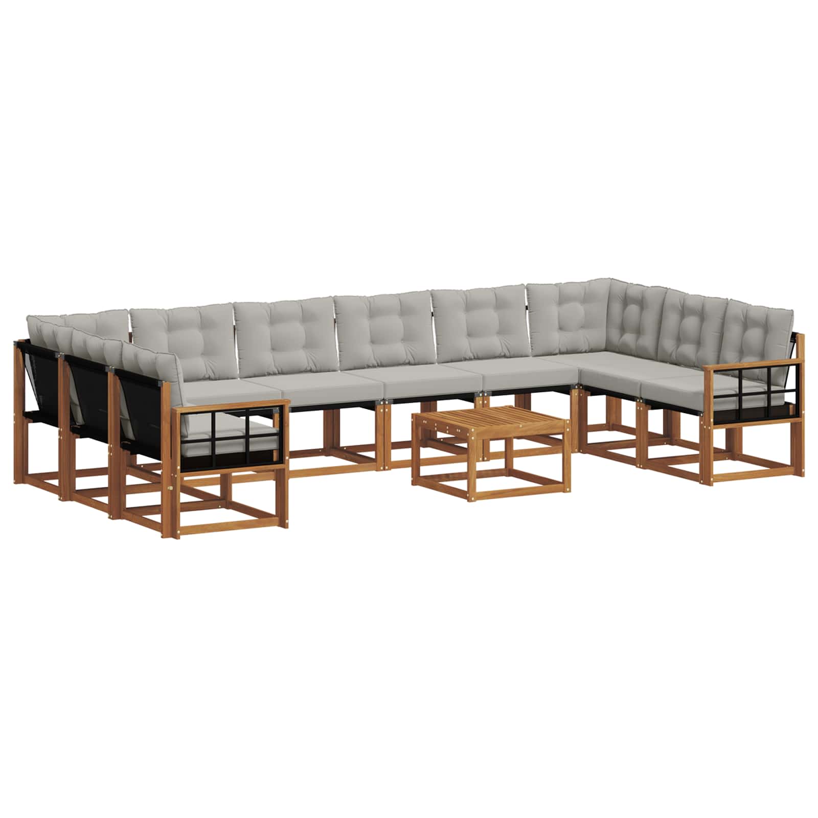 Set vanjskih sofa s jastukom 11 pcs Prirodna i svijetlo siva