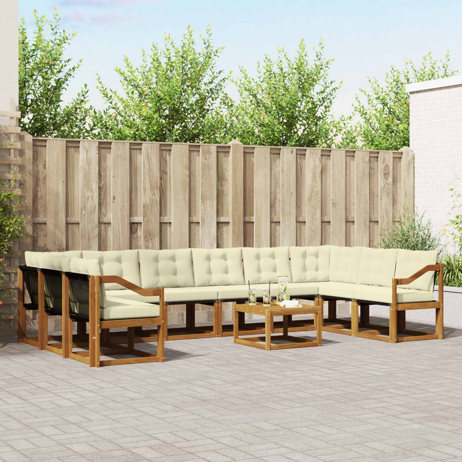 Set vanjskih sofa s jastukom 11 pcs Prirodna i krem