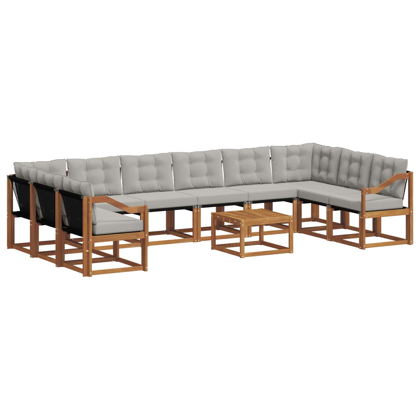 Set vanjskih sofa s jastukom 11 pcs Prirodna i svijetlo siva