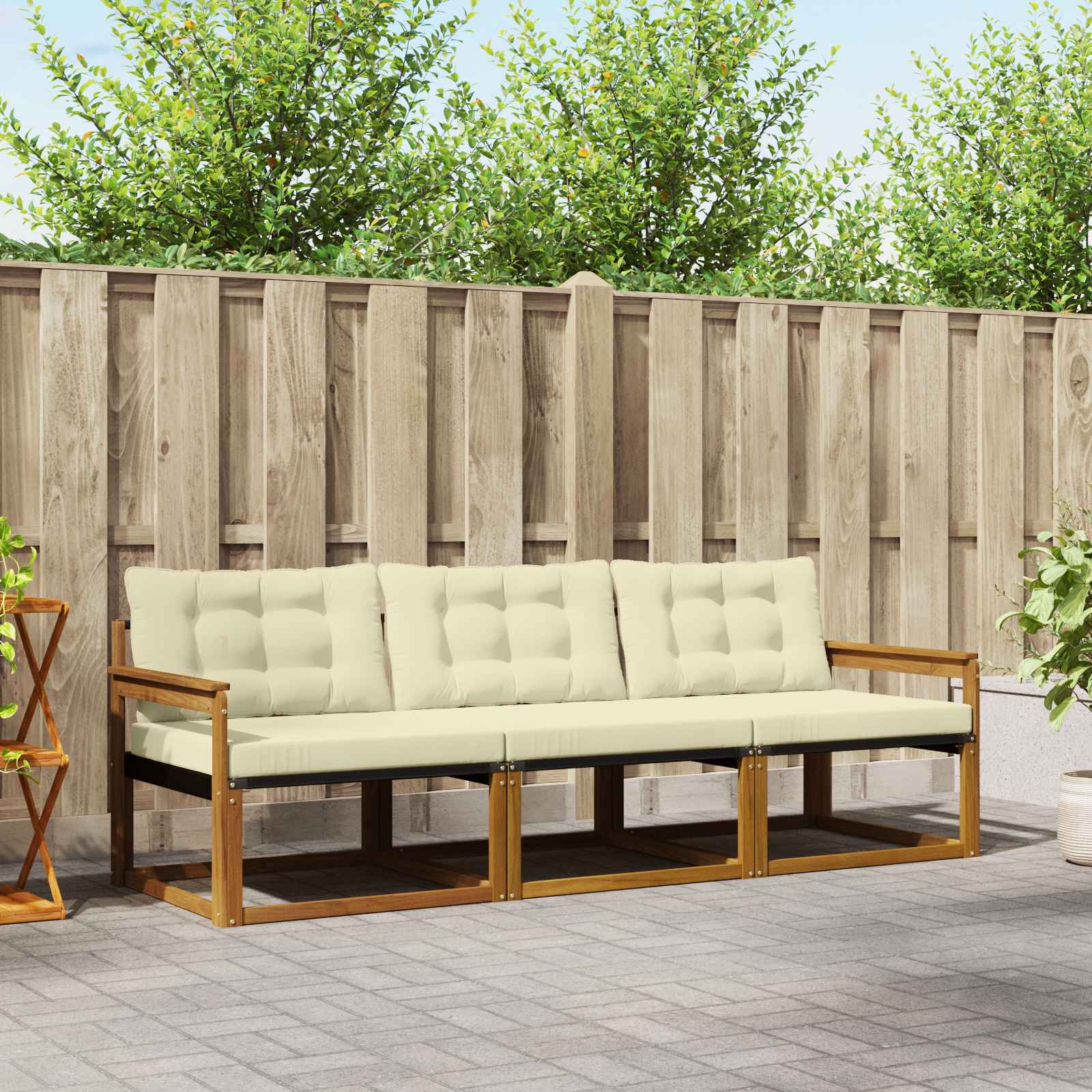 Set vanjskih sofa s jastukom 3 pcs Prirodna i krem