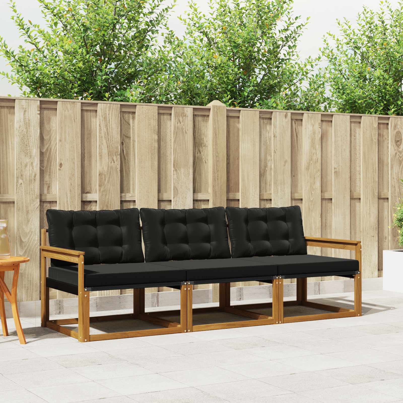 Set vanjskih sofa s jastukom 3 pcs Prirodna i crna
