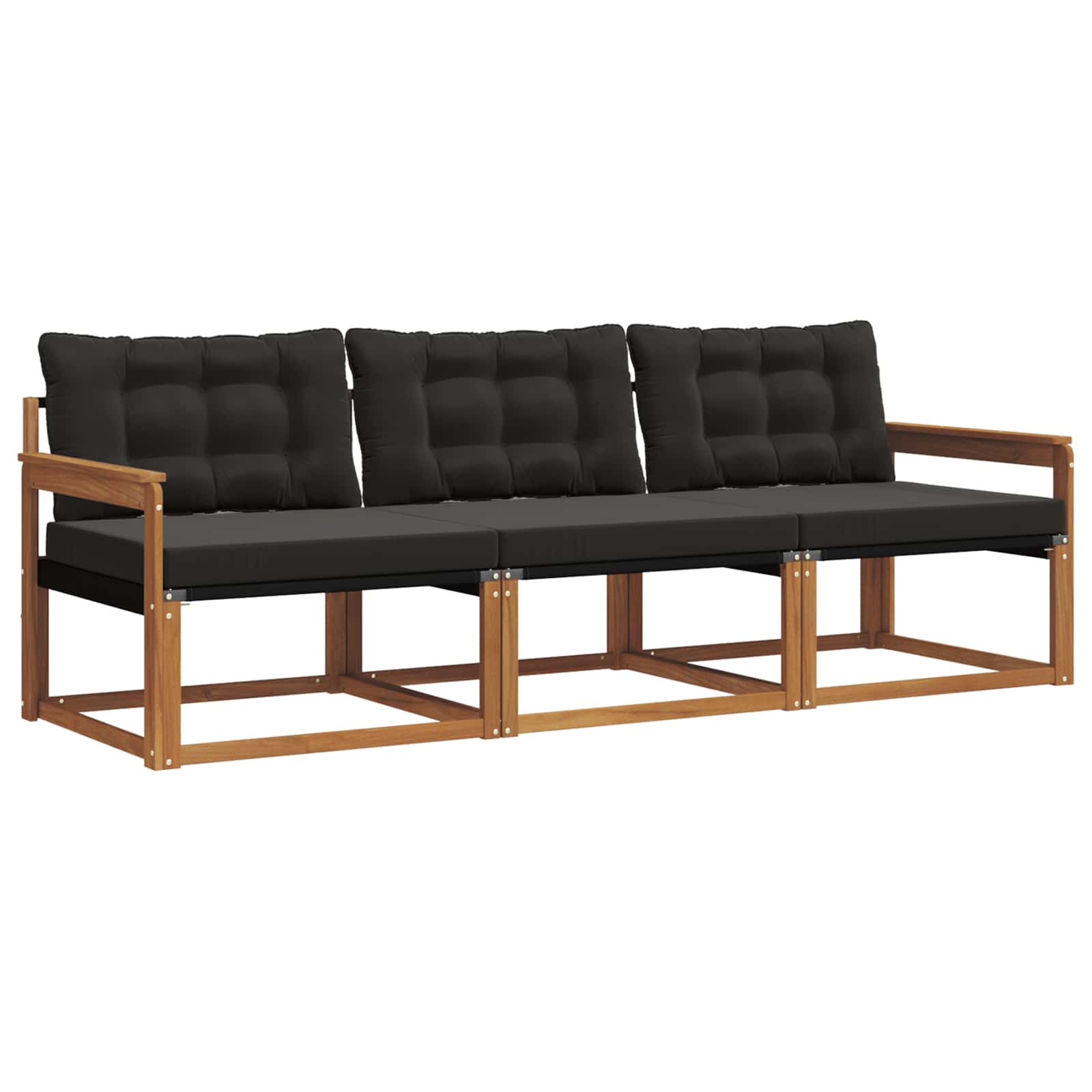 Set vanjskih sofa s jastukom 3 pcs Prirodna i crna