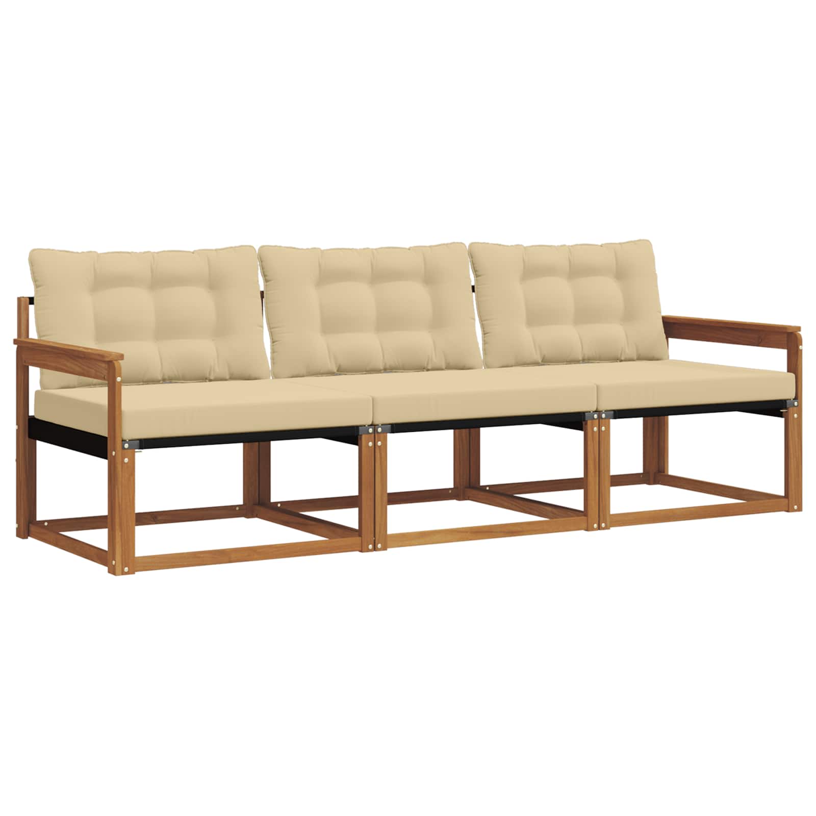 Set vanjskih sofa s jastukom 3 pcs Prirodna i bež