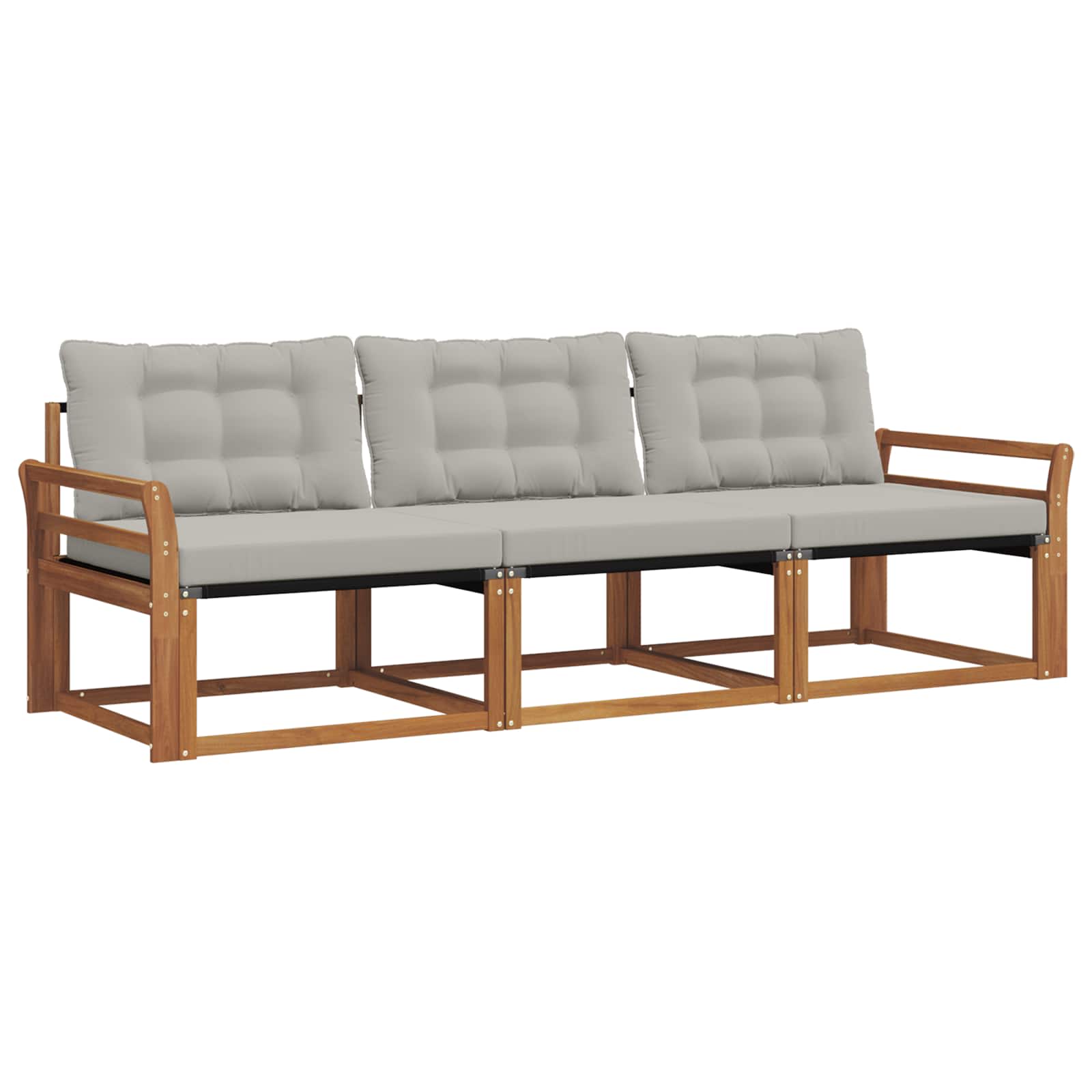 Set vanjskih sofa s jastukom 3 pcs Prirodna i svijetlo siva