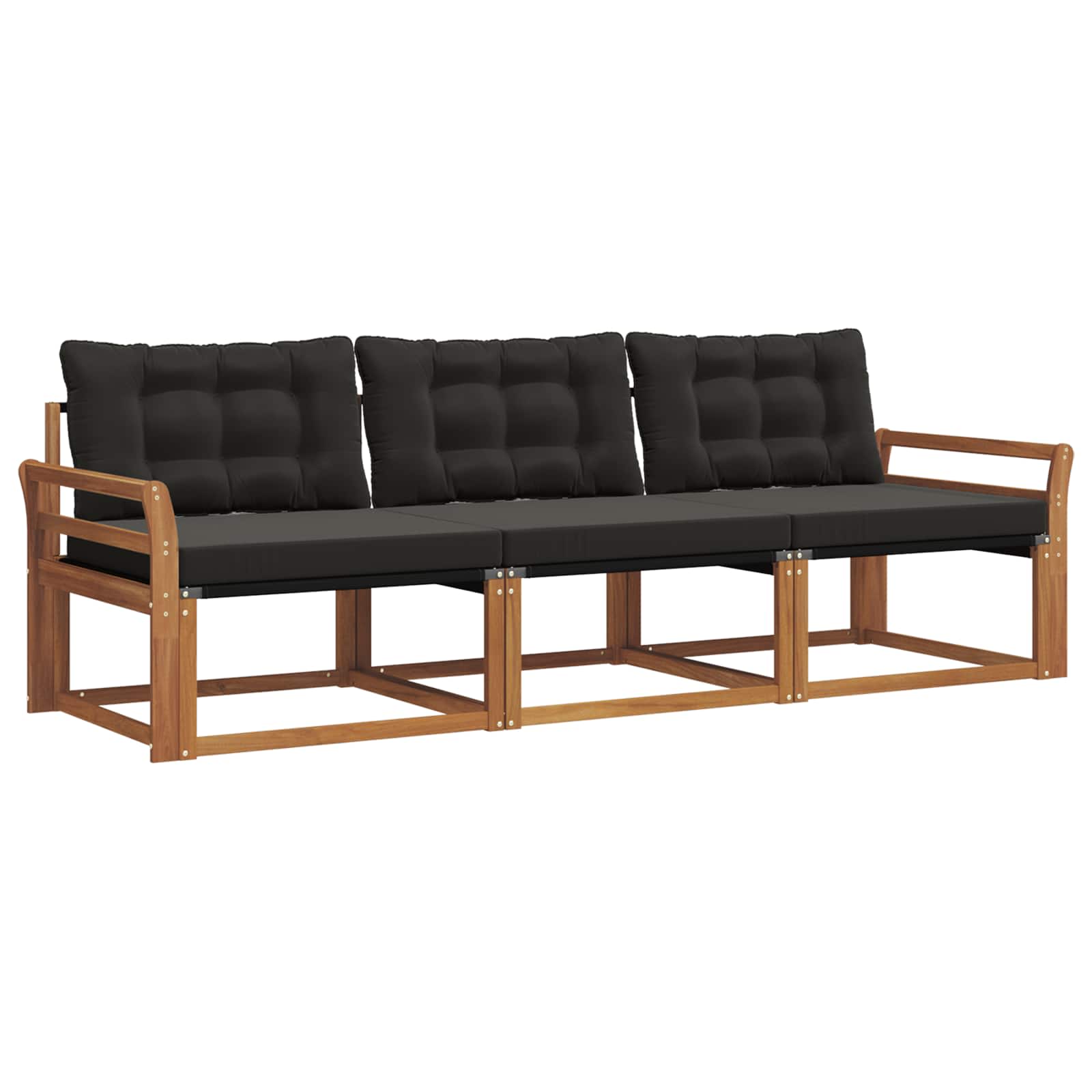 Set vanjskih sofa s jastukom 3 pcs Prirodna i crna