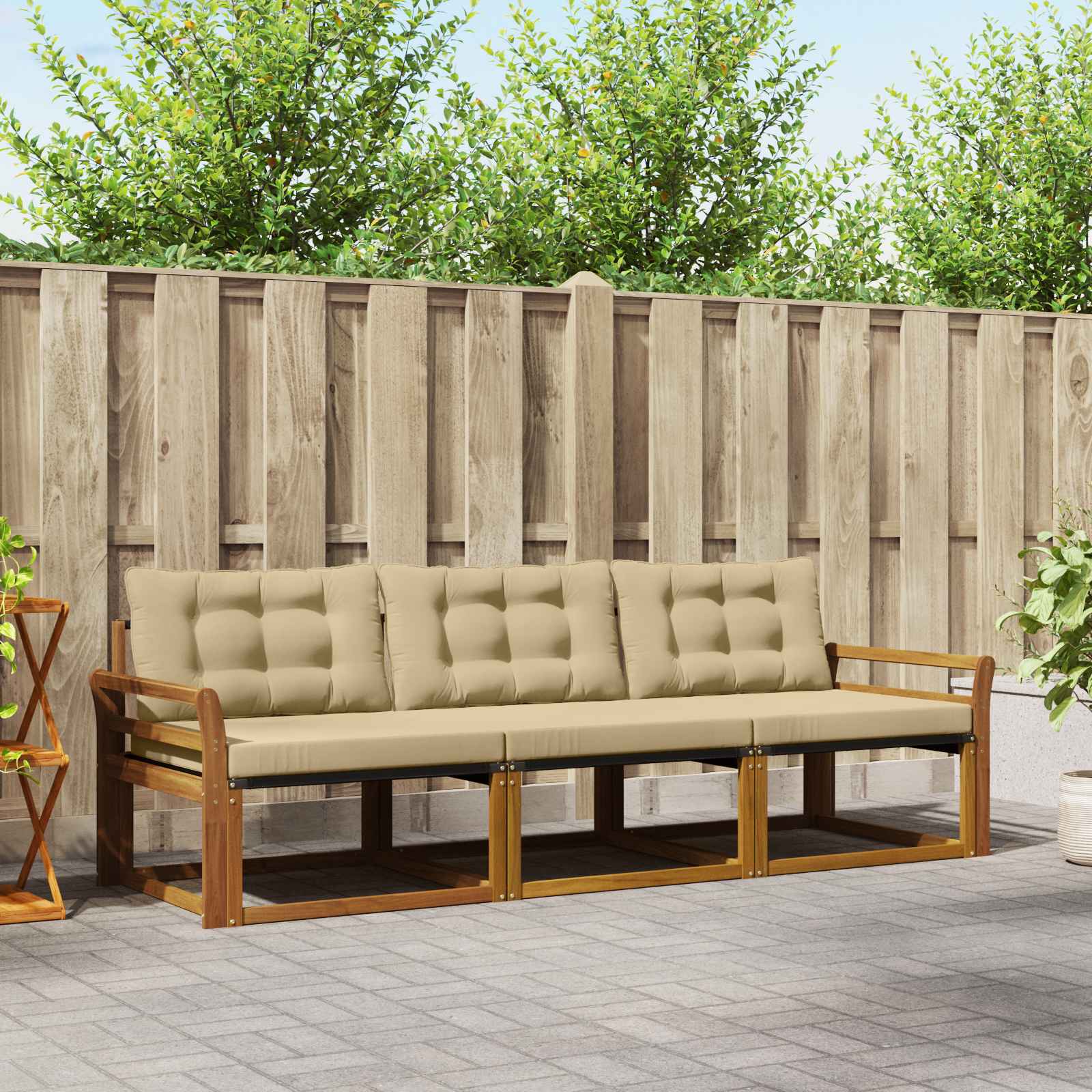 Set vanjskih sofa s jastukom 3 pcs Prirodna i bež