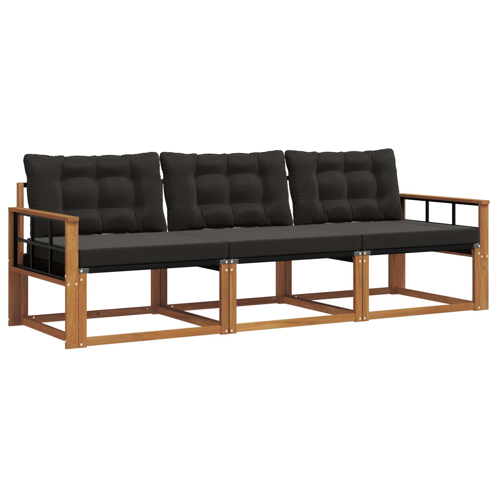 Set vanjskih sofa s jastukom 3 pcs Prirodna i crna