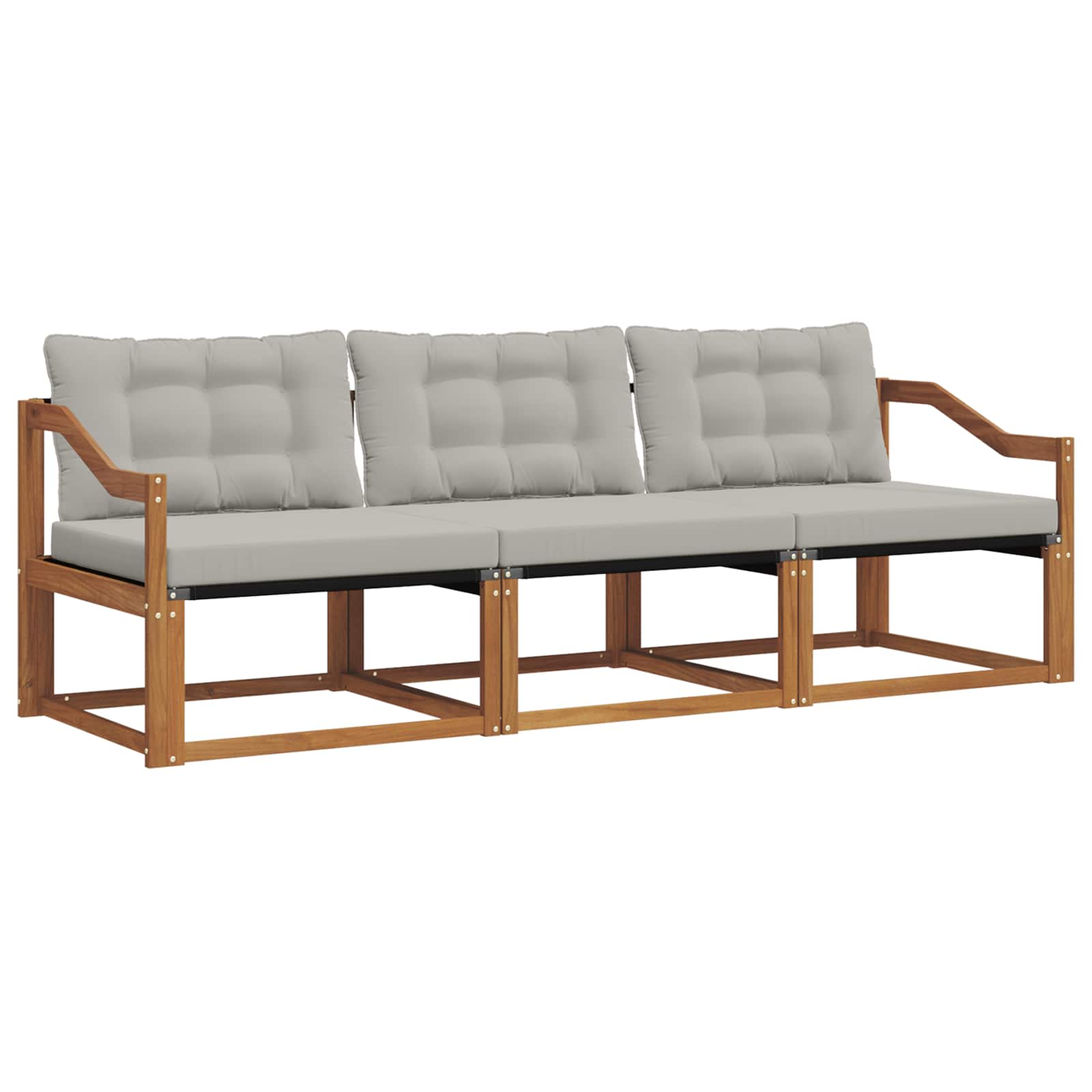 Set vanjskih sofa s jastukom 3 pcs Prirodna i svijetlo siva