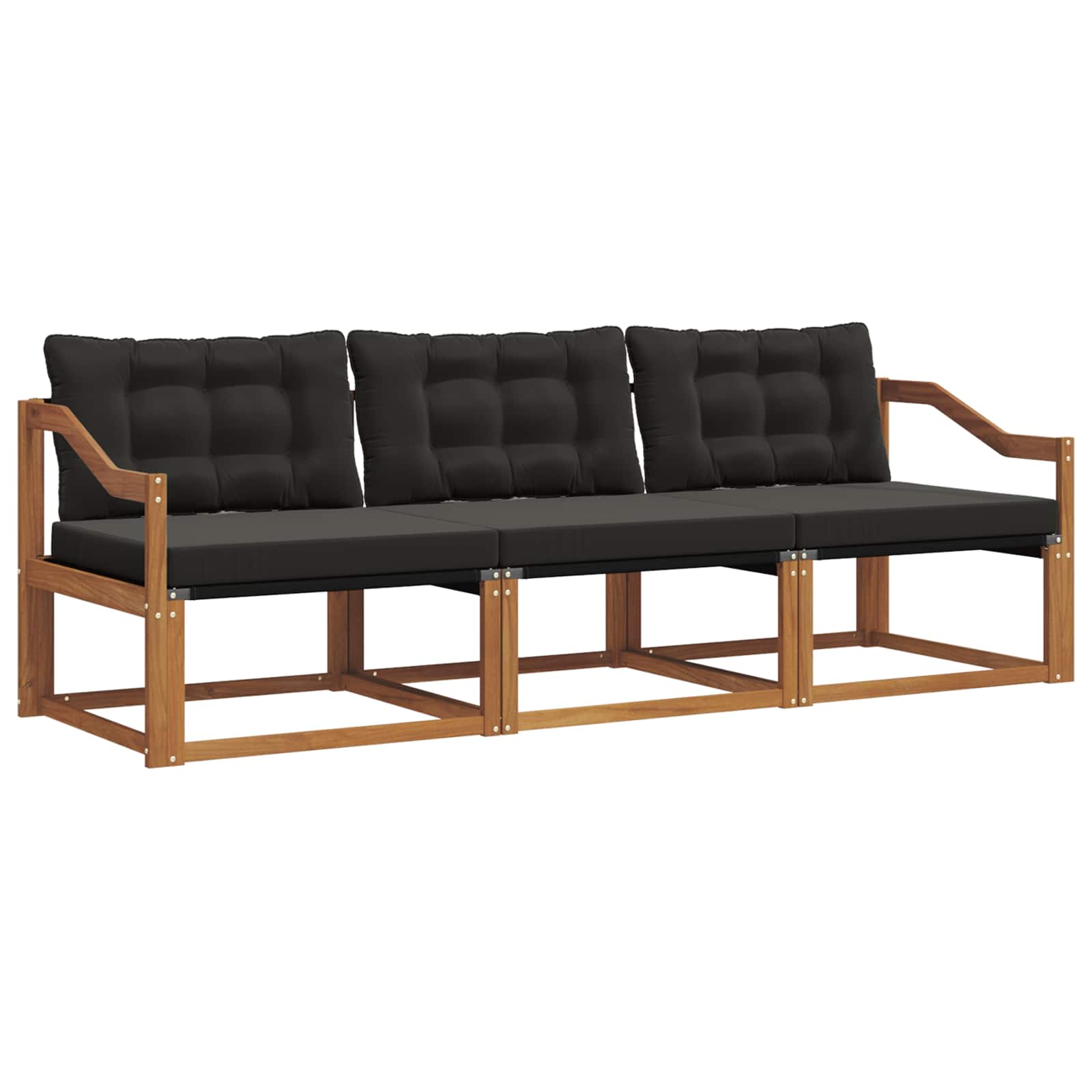 Set vanjskih sofa s jastukom 3 pcs Prirodna i crna