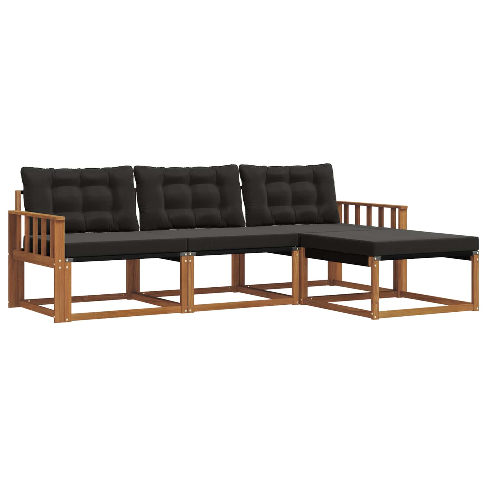 Set vanjskih sofa s jastukom 4 pcs Prirodna i crna