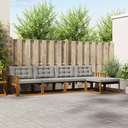 Set vanjskih sofa 5 kom. Prirodna i svjetlosiva Smeđa 329 x 162,5 x 73 cm