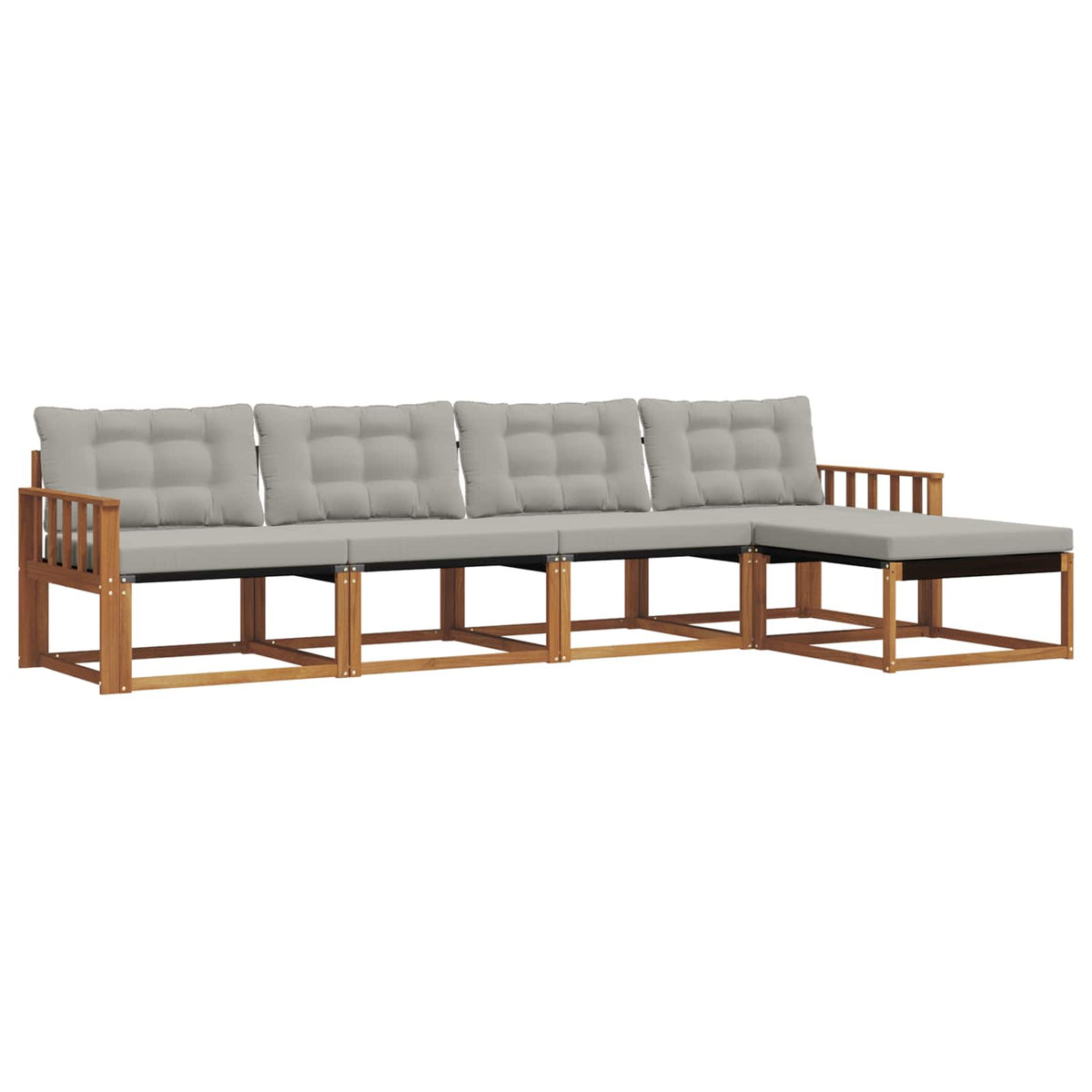 Set vanjskih sofa 5 kom. Prirodna i svjetlosiva Smeđa 329 x 162,5 x 73 cm