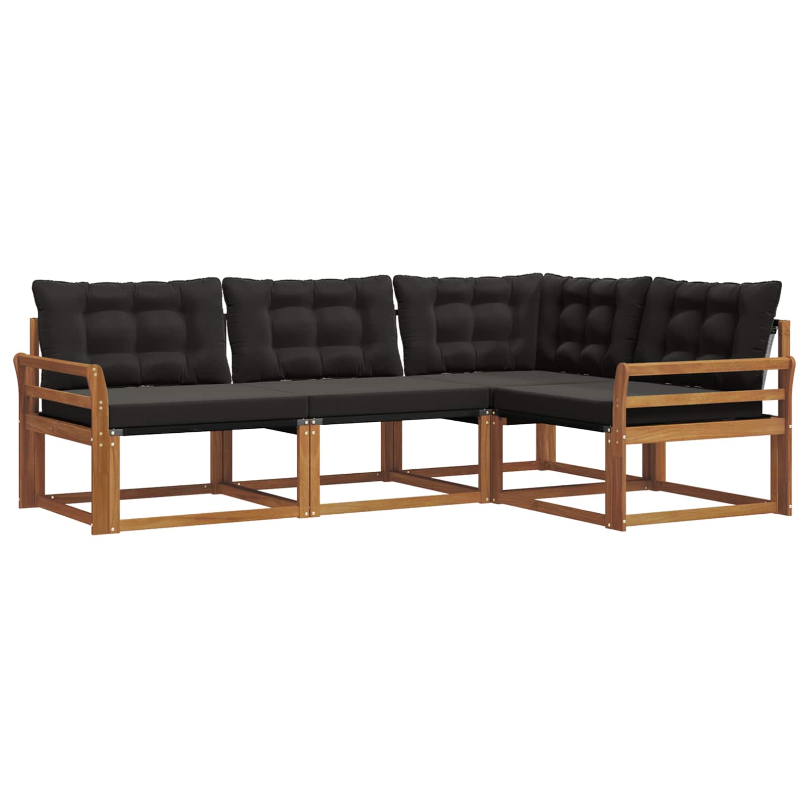 Set vanjskih sofa s jastukom 4 pcs Prirodna i crna