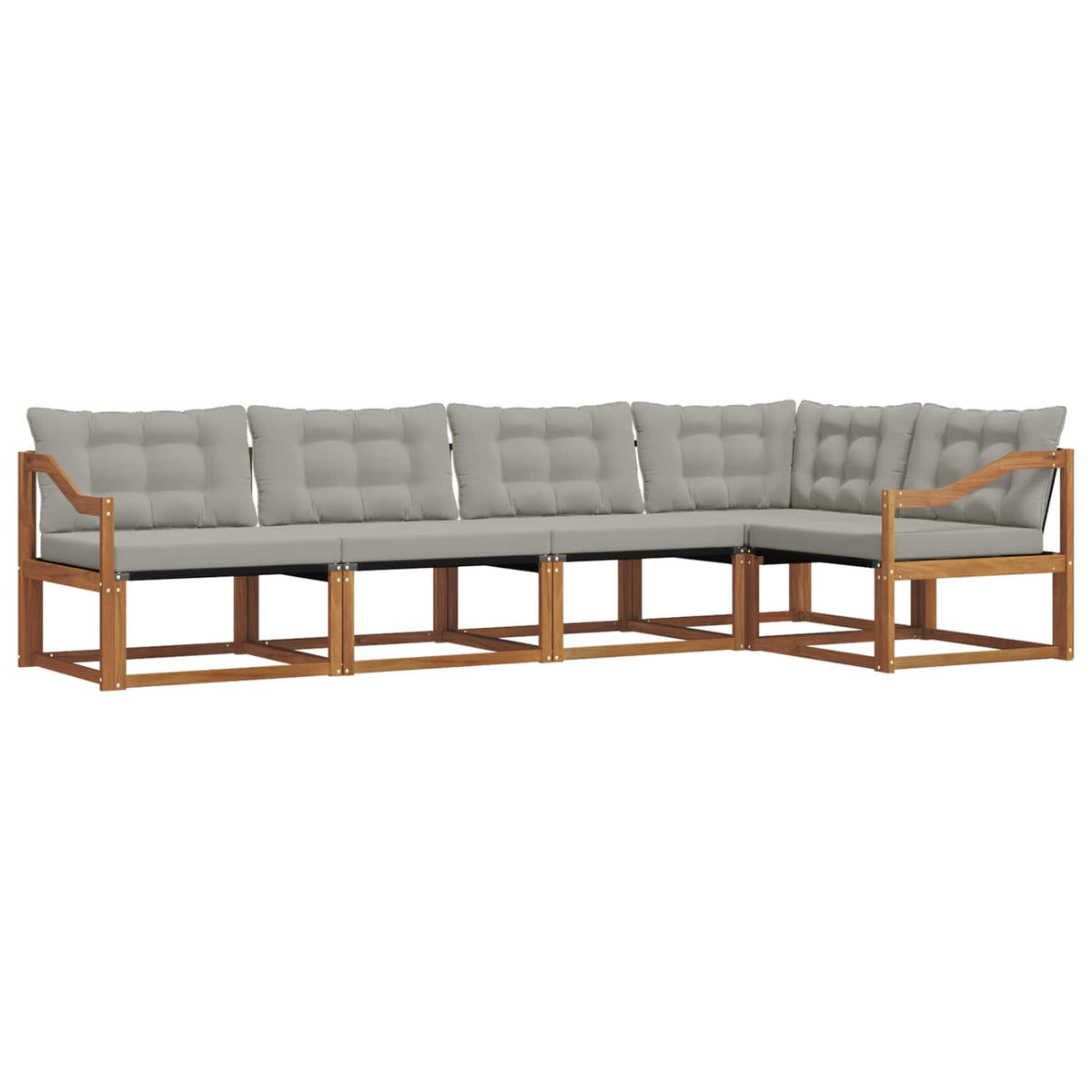Set vanjskih sofa 5 kom. Prirodna i svijetlo siva Smeđa 325 x 166,5 x 73 cm