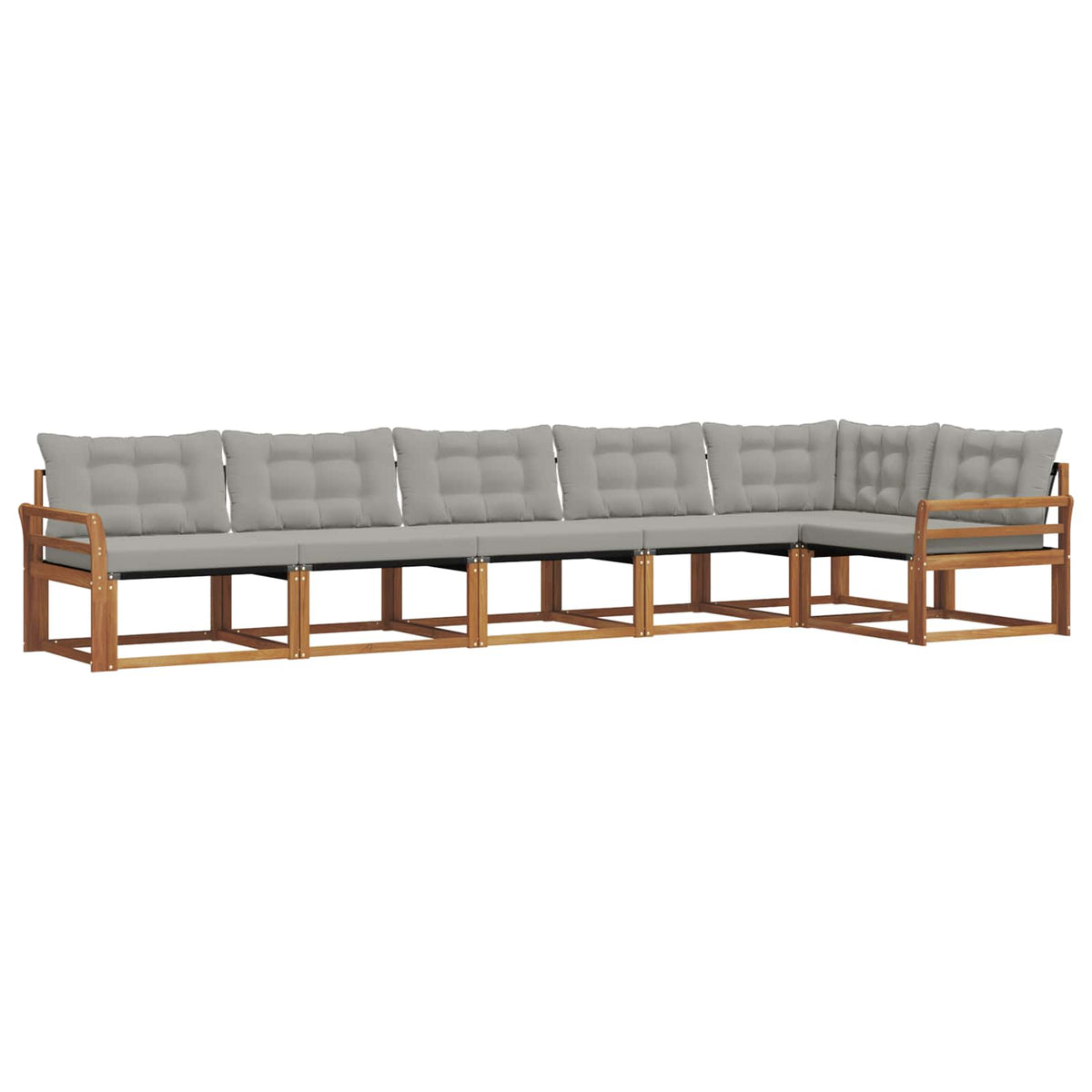 Set vanjskih sofa 6 kom. Prirodna i svijetlo siva Smeđa 408 x 170,5 x 73 cm