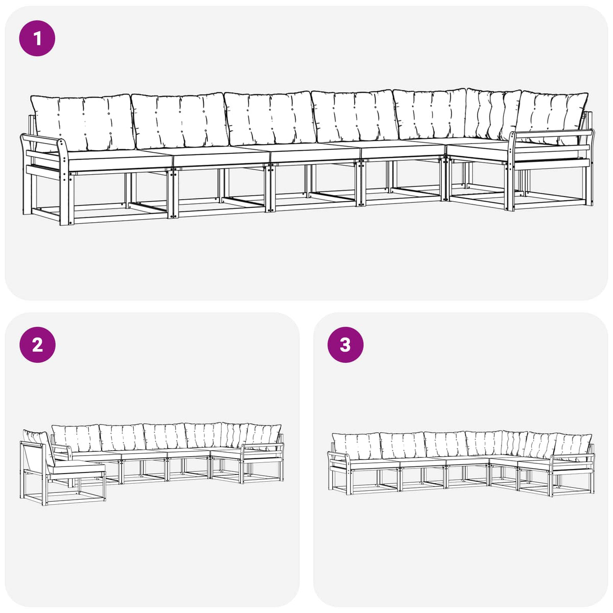 Set vanjskih sofa 6 kom. Prirodna i svijetlo siva Smeđa 408 x 170,5 x 73 cm