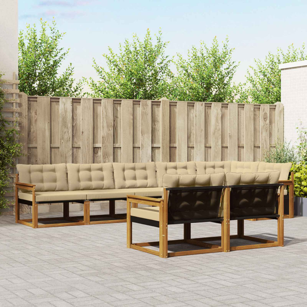 Set vanjskih sofa s jastukom 8 pcs Prirodna i bež