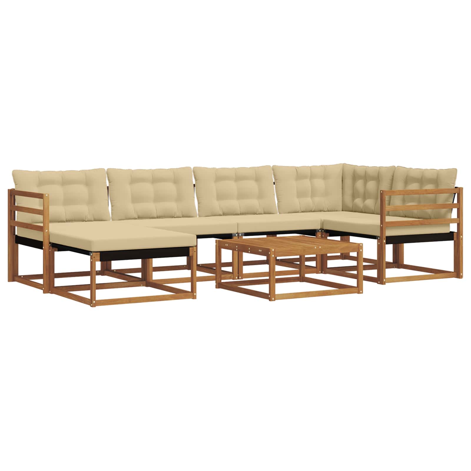 Set vanjskih sofa 19 pcs Prirodna i bež Čvrsto drvo akacije