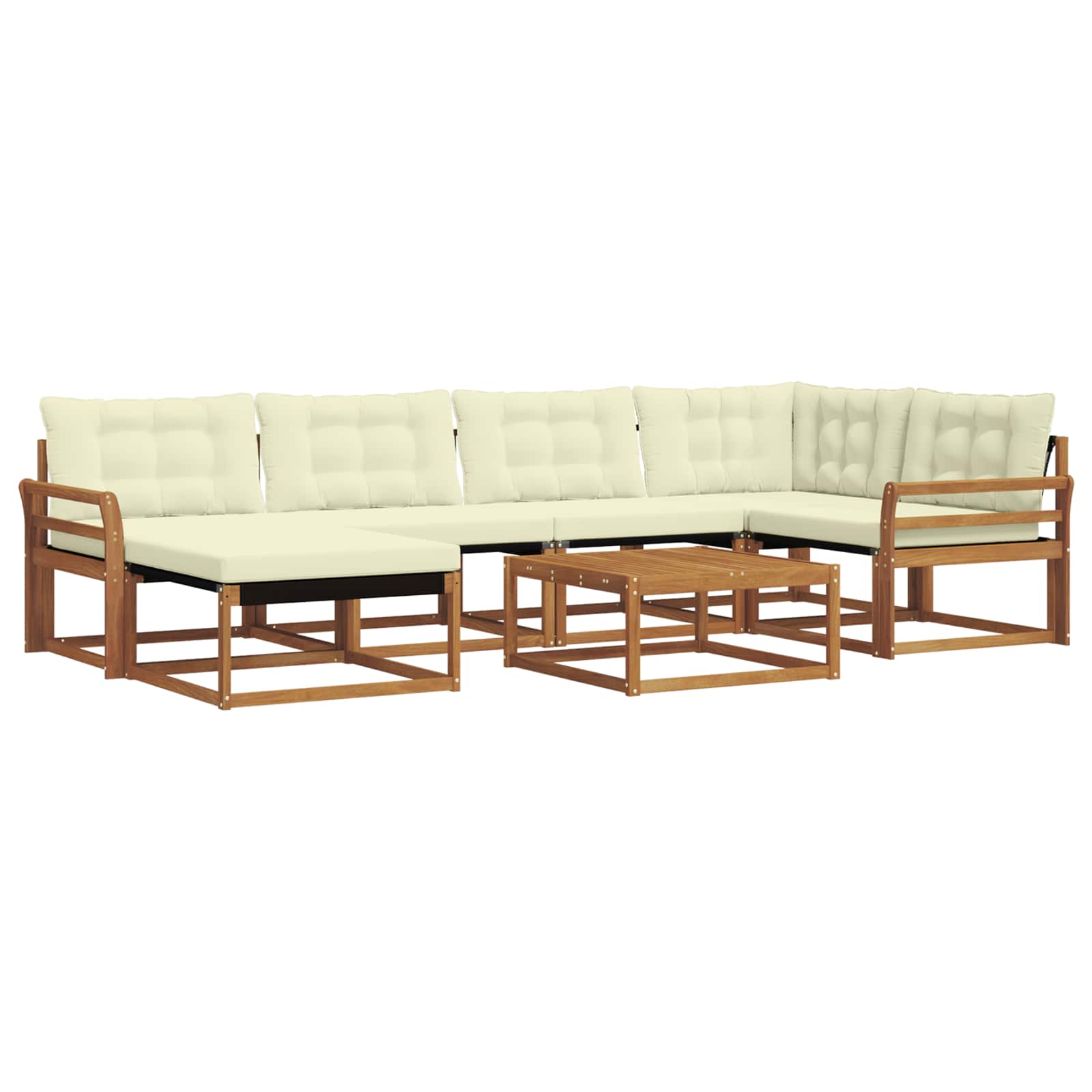 Set vanjskih sofa 19 pcs Prirodna i krem Čvrsto drvo akacije