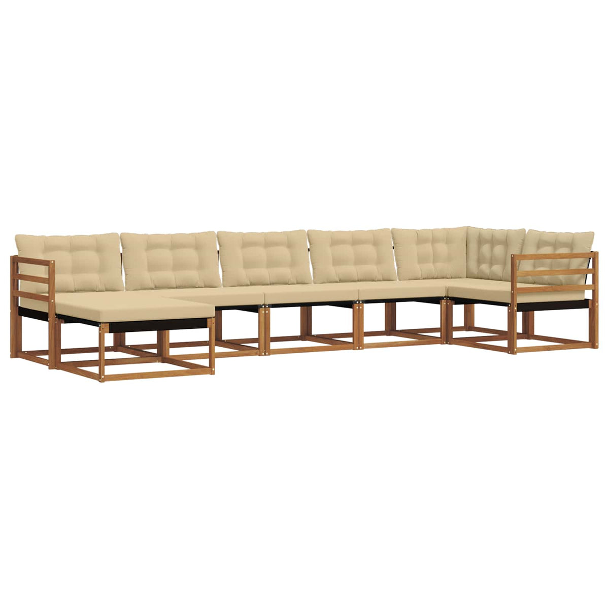 Set vanjskih sofa 7 kom. Prirodna i bež Čvrsto drvo akacije